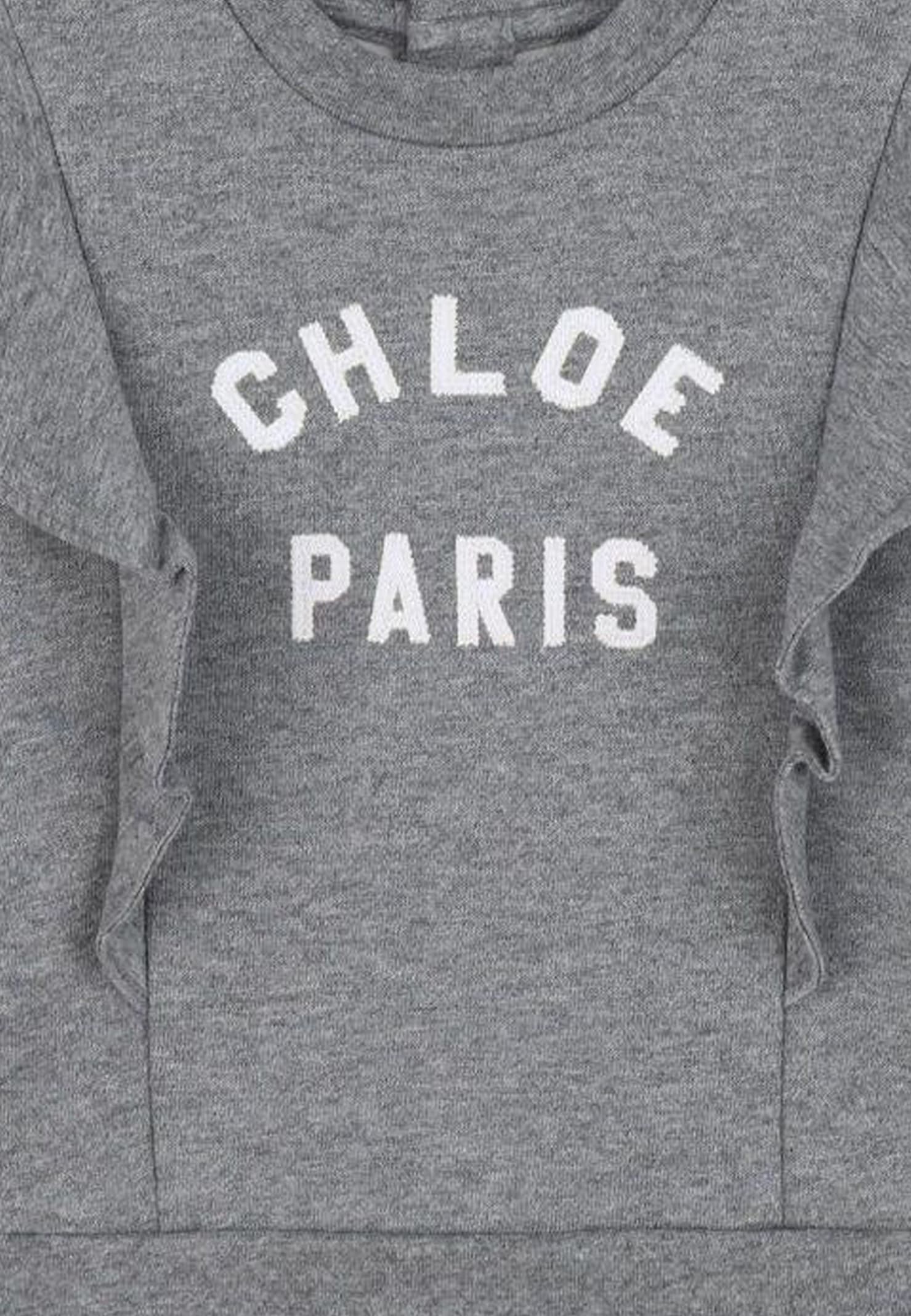 Chloé Grey Sweatshirt For Baby Girl With Logo In Gray