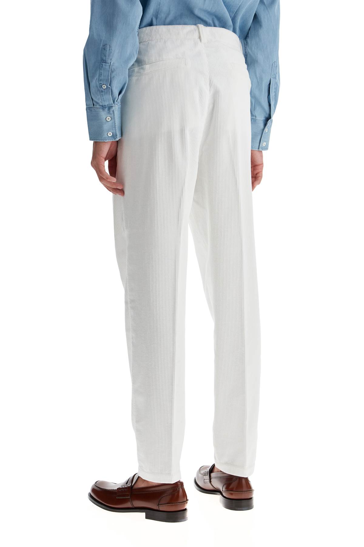 Shop Brunello Cucinelli Corduroy Leisure Fit Pants In Neve (white)