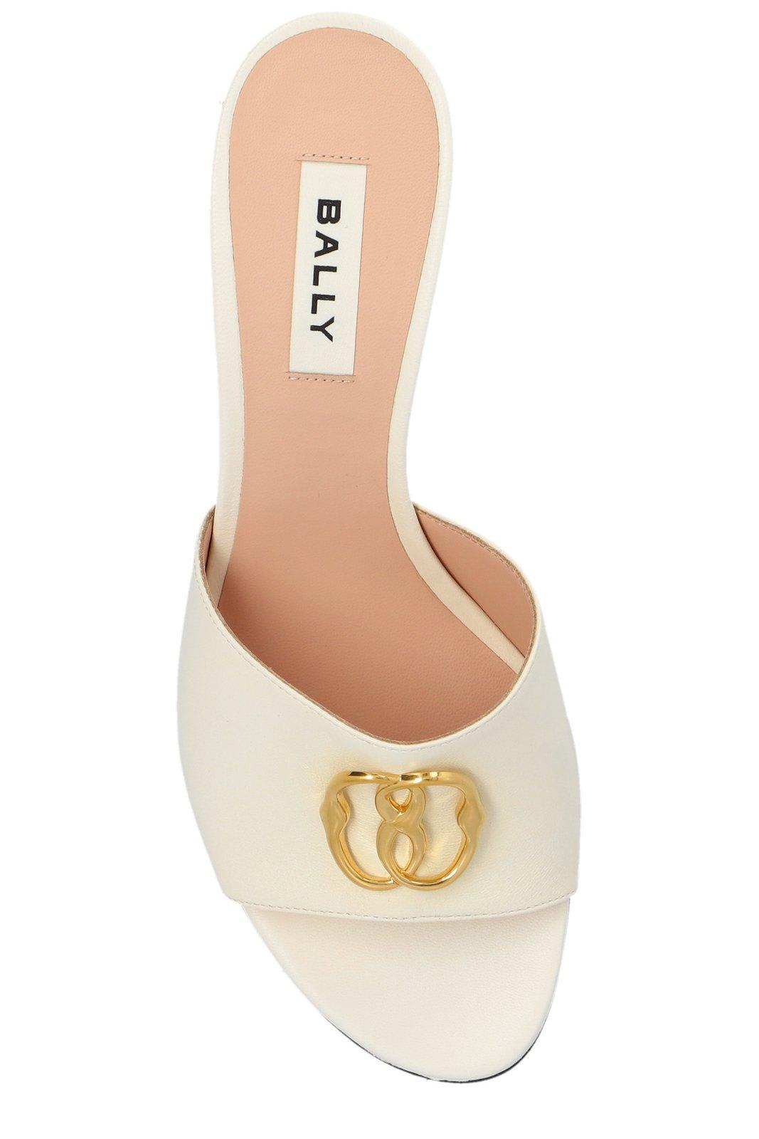 Shop Bally Logo Plaque Sandals In White