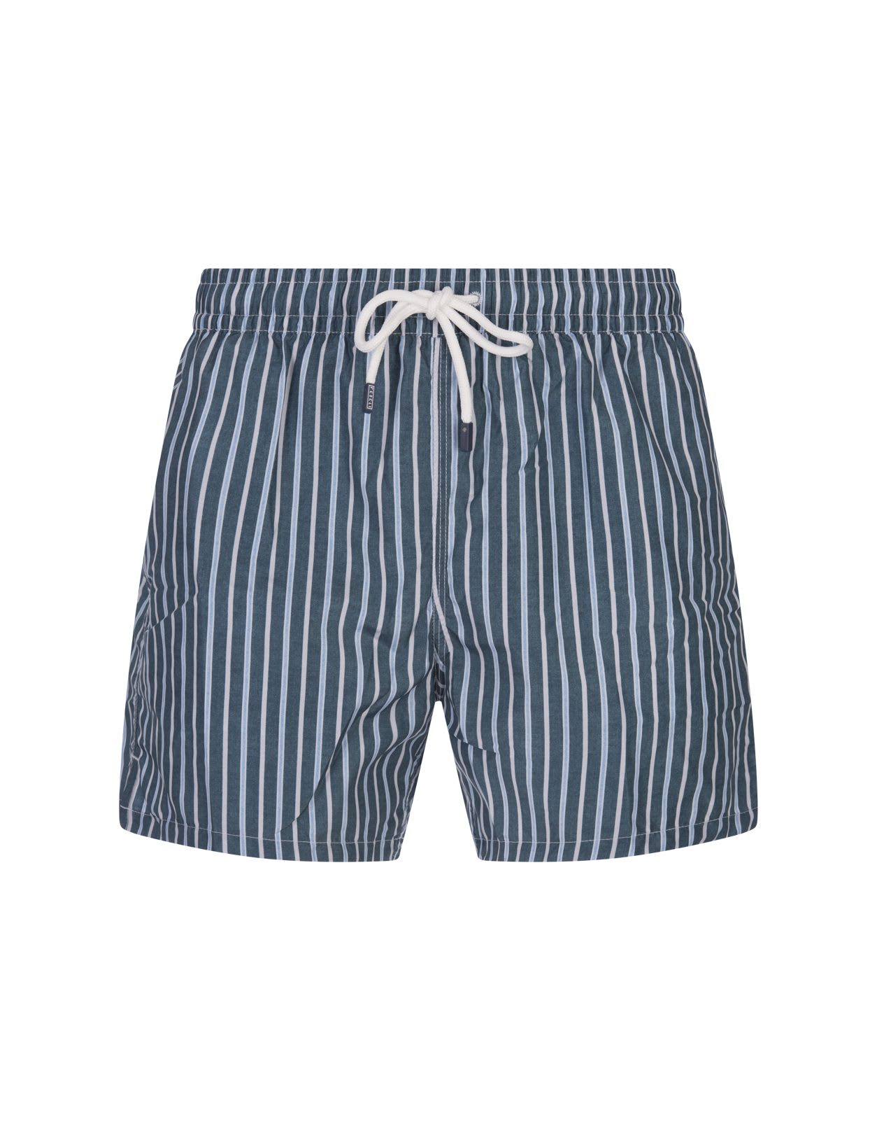 Dark Green Striped Swim Shorts