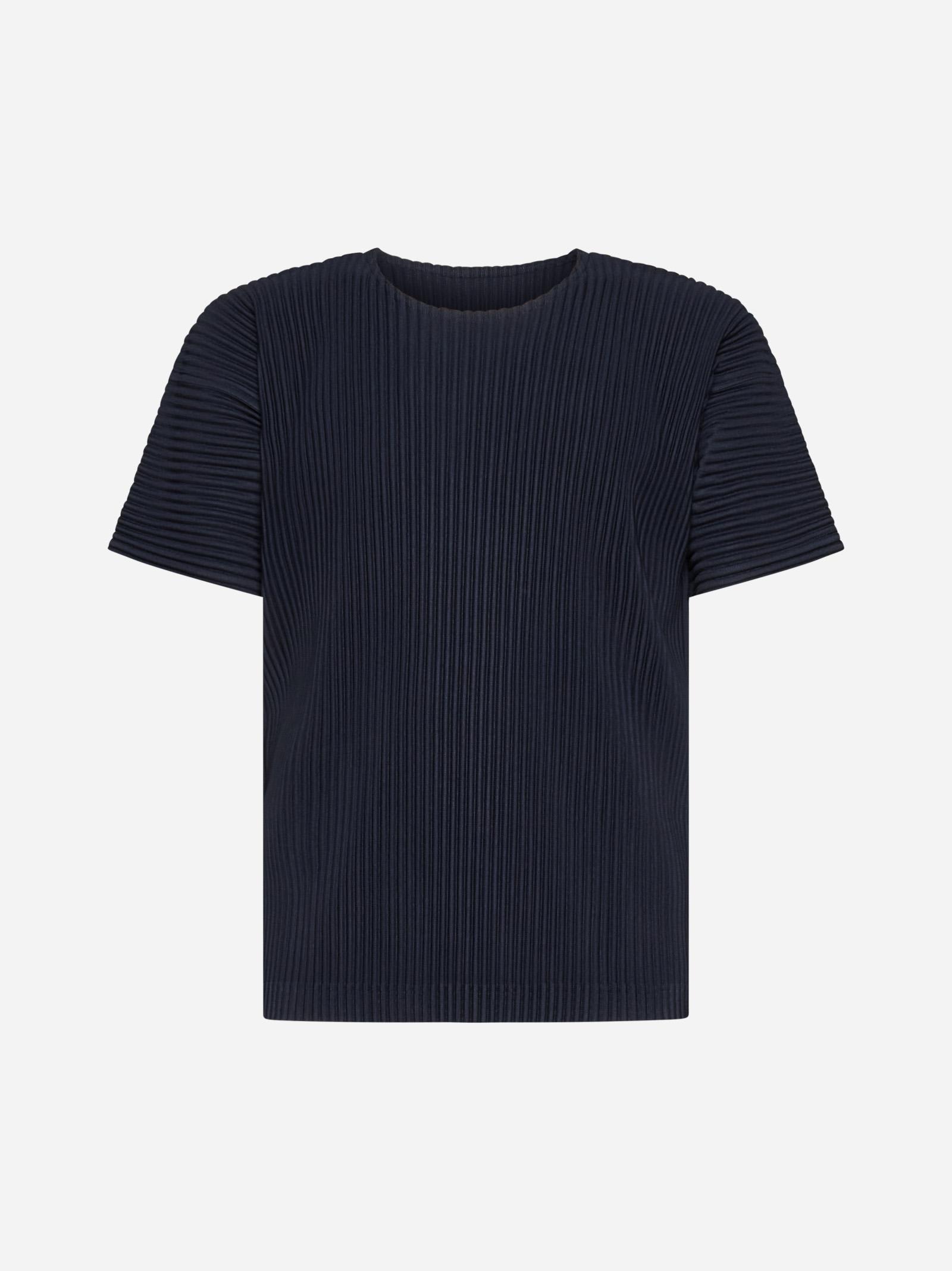 Shop Issey Miyake Pleated Fabric T-shirt In Blue