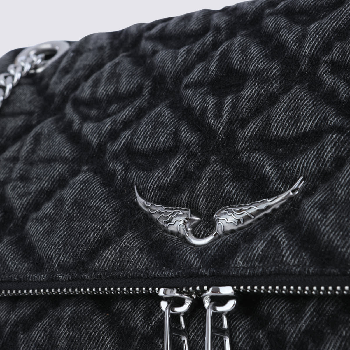 Zadig & Voltaire Rock Ii Diamond Quilted Monogram Denim Crossbody Bag