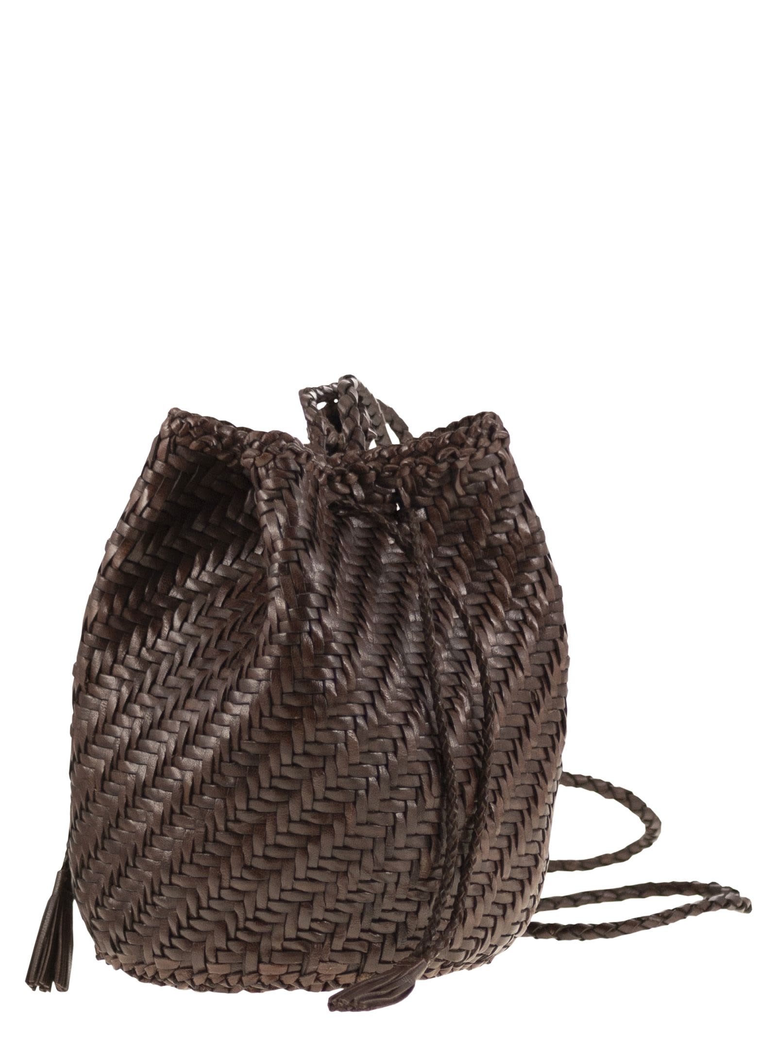 Dragon Diffusion Pompom Double Jump - Bucket Bag With Woven Leather