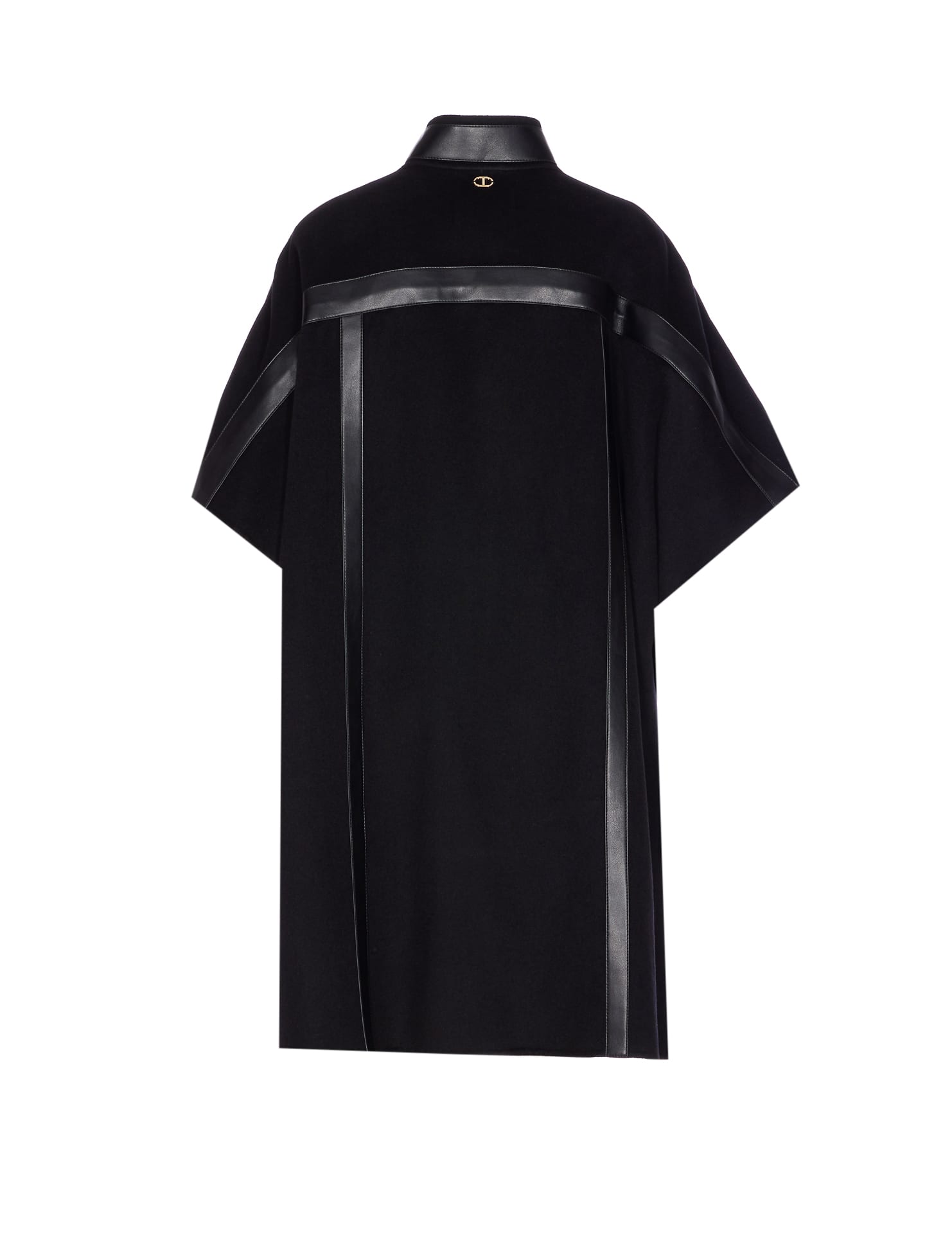 Twinset Buckle-strap Wool-blend Cape In Black