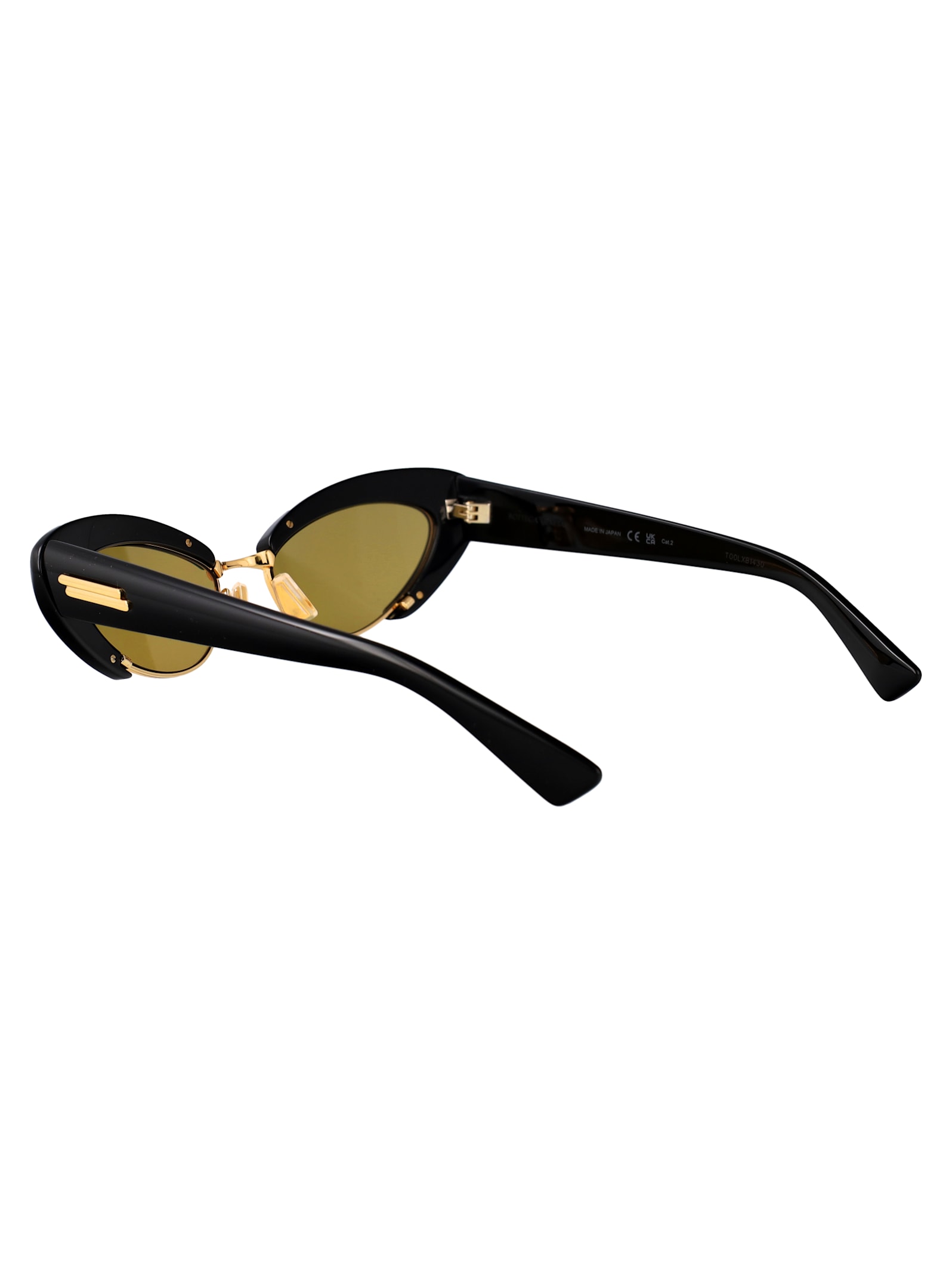 Bottega Veneta Bv1387s Linea Ribbon 001 Black Yellow Sunglasses In Multi