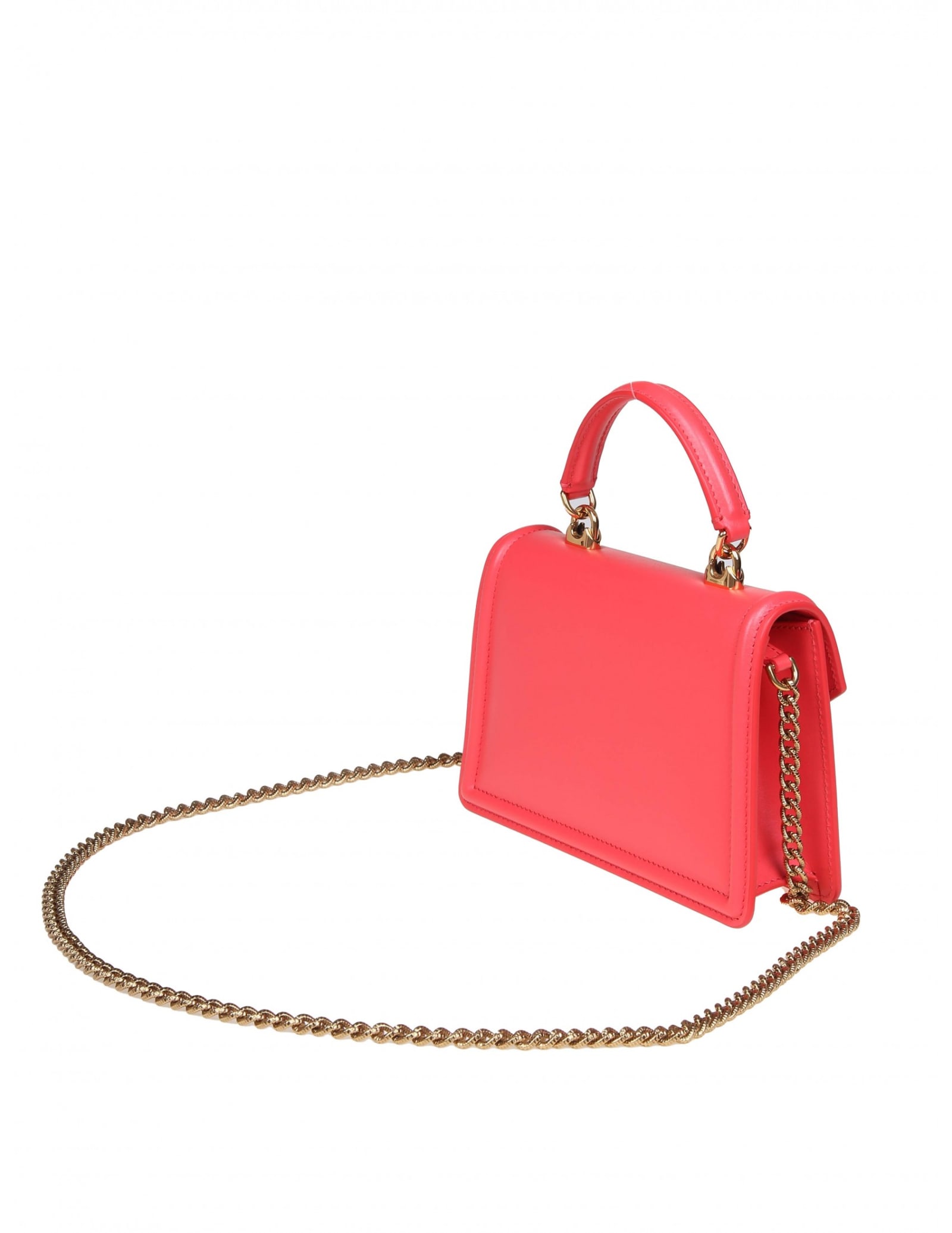 Shop Dolce & Gabbana Small Devotion Handbag In Coral Leather