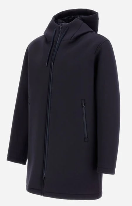 Herno Long Parka In 3-layer Scuba In Blue