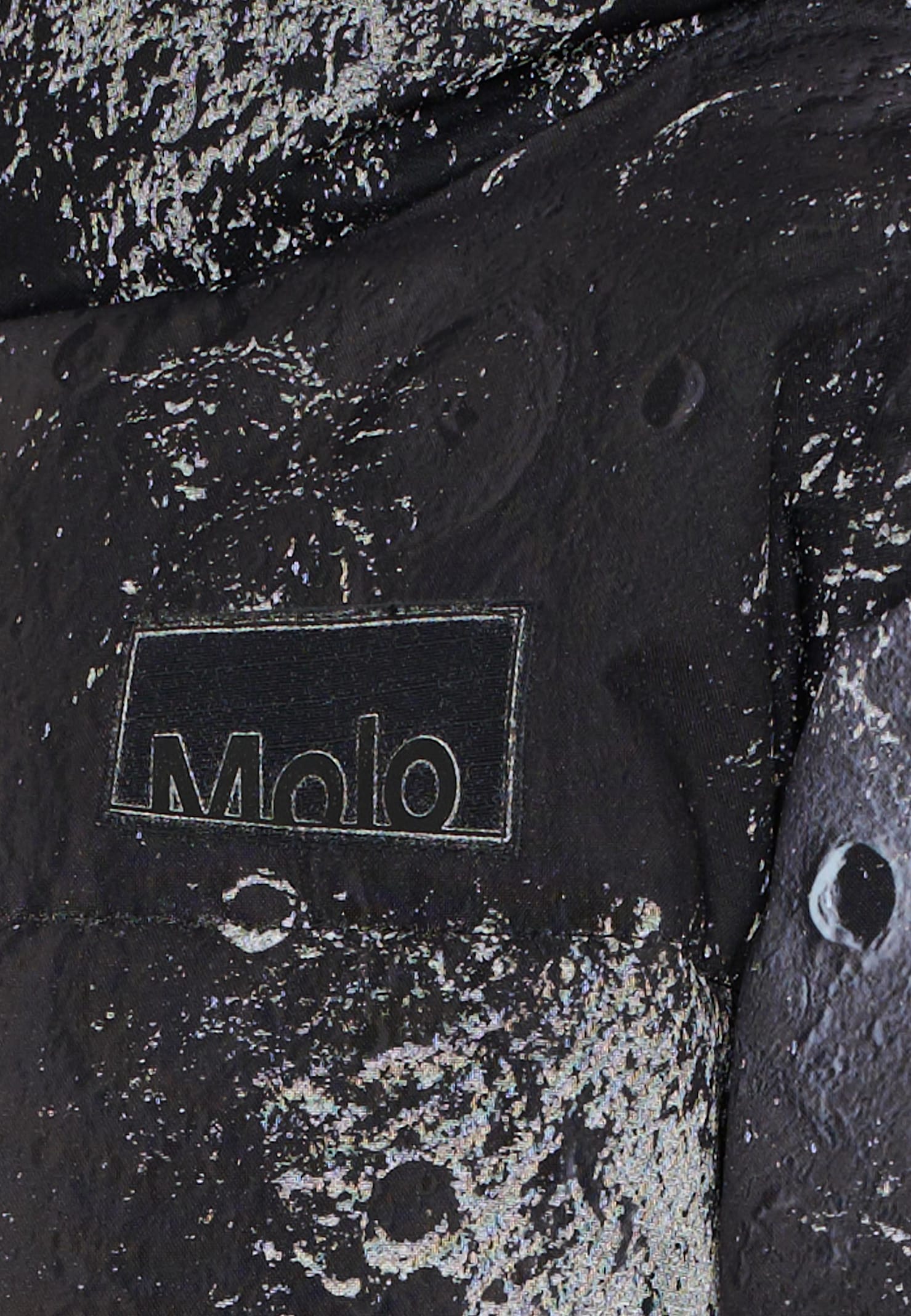 Molo Black Down Jacket For Boy With Space Print In Black