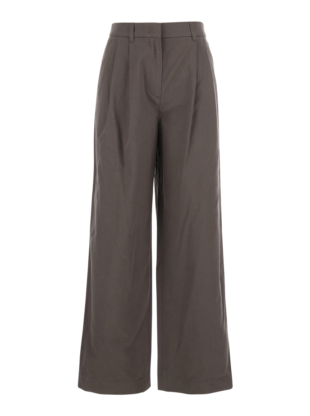 Dunst Double Pleated Wide Chino Slacks In Brown