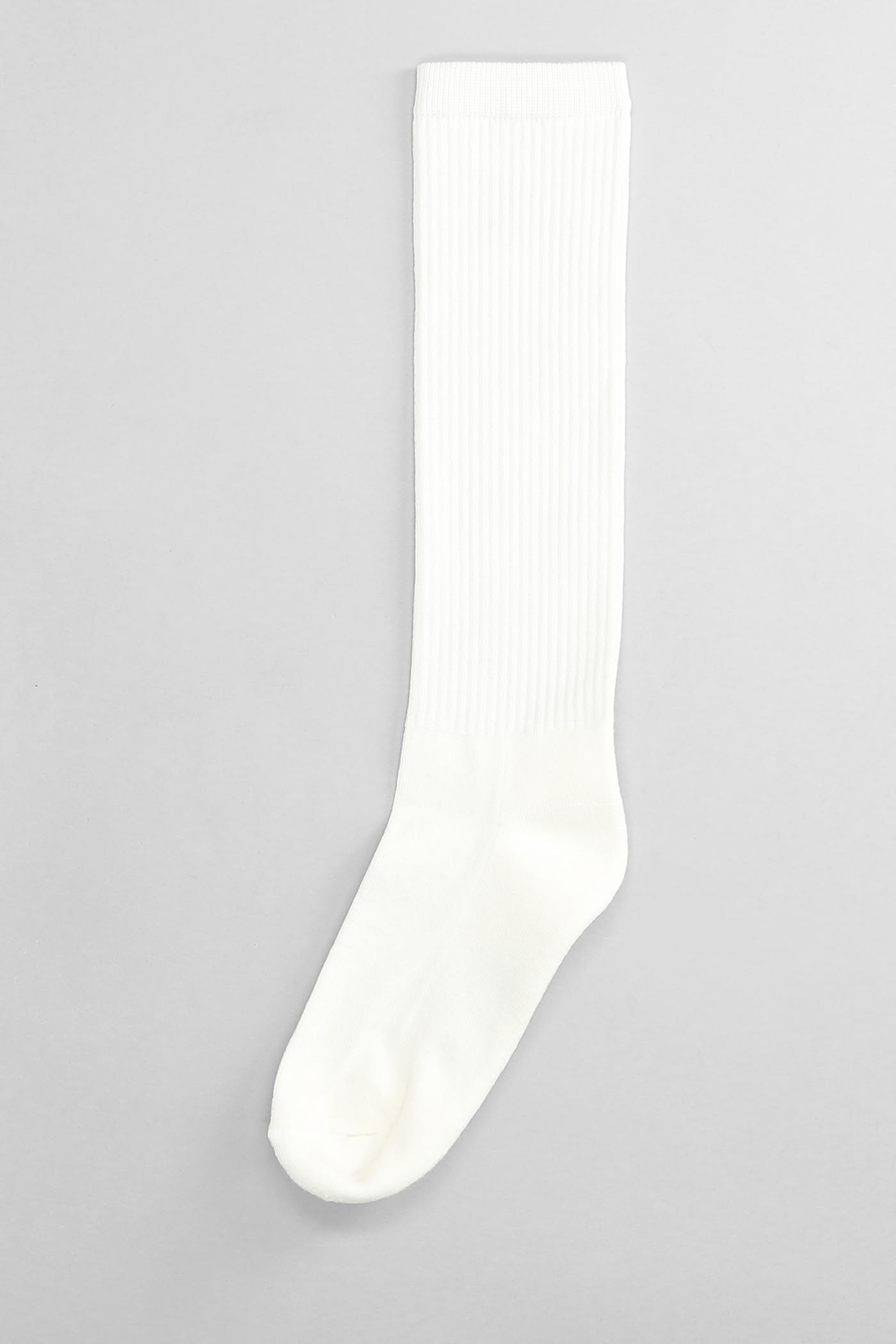 Shop Autry Socks Main Unisex - Accessories Wht/grn White Ribbed Cotton Socks With Green Logo In Bianco/verde
