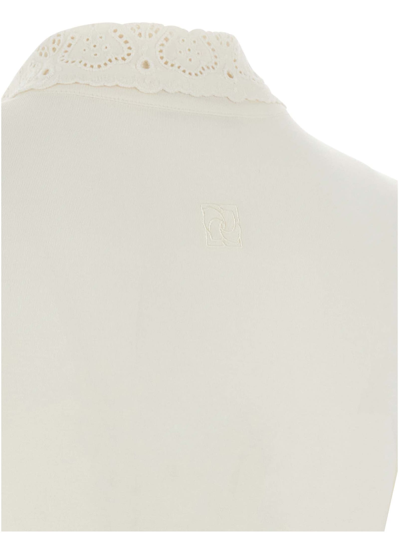 Magda Butrym Long-sleeve Tricot Polo Bodysuit In White
