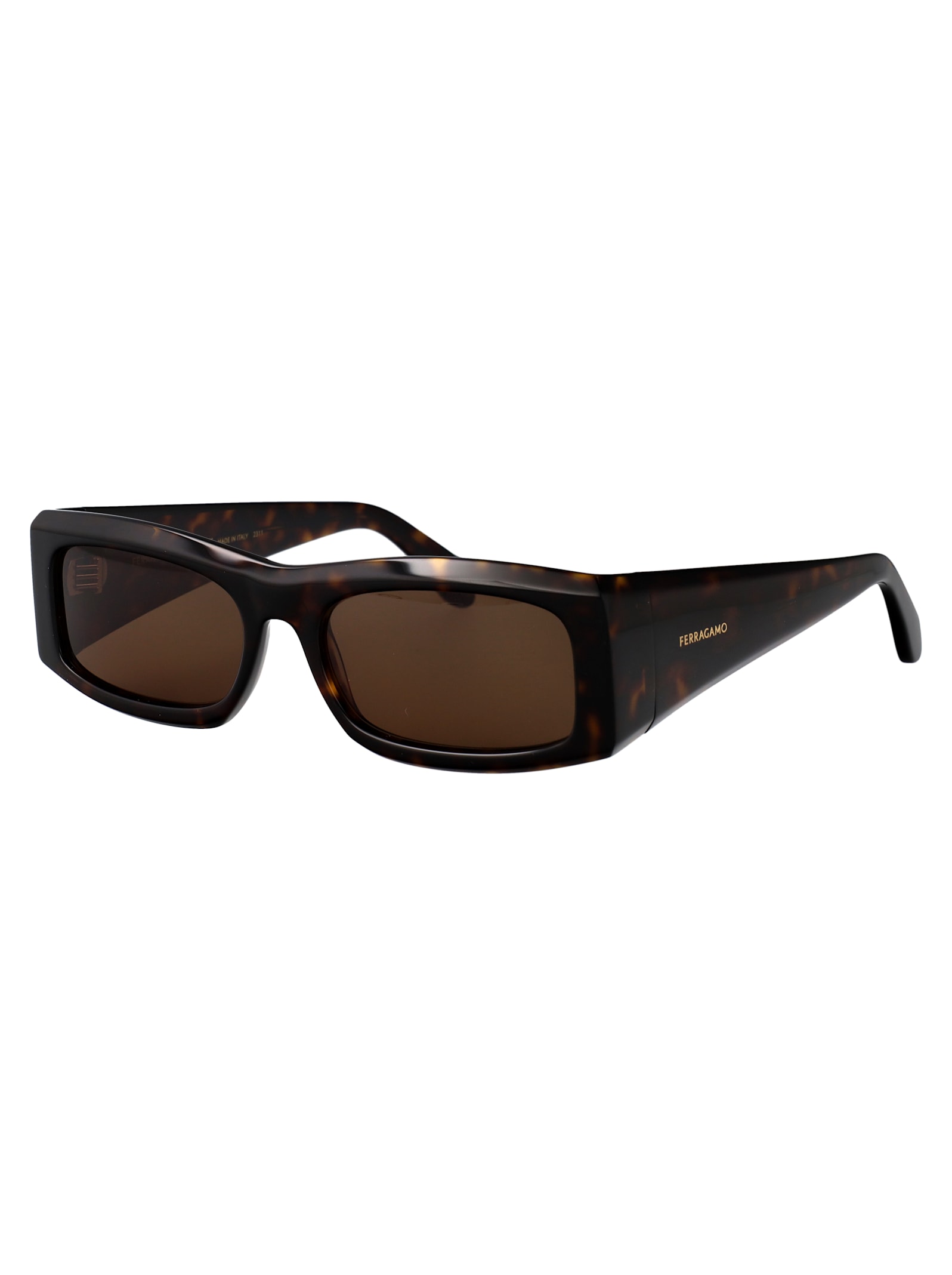 Ferragamo Rectangle-frame Sunglasses In Brown