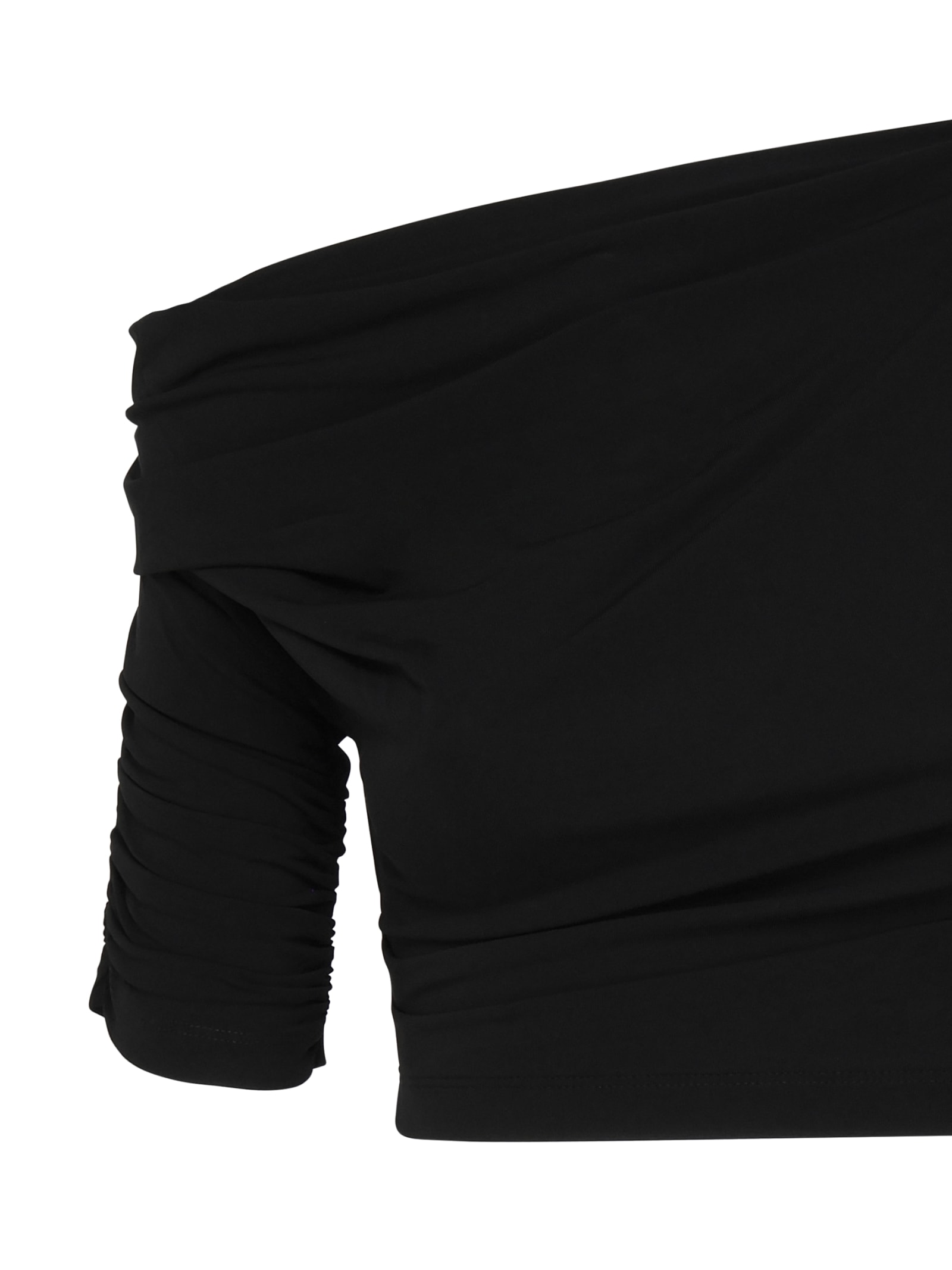 Shop Jacquemus Drapeado Top In Black