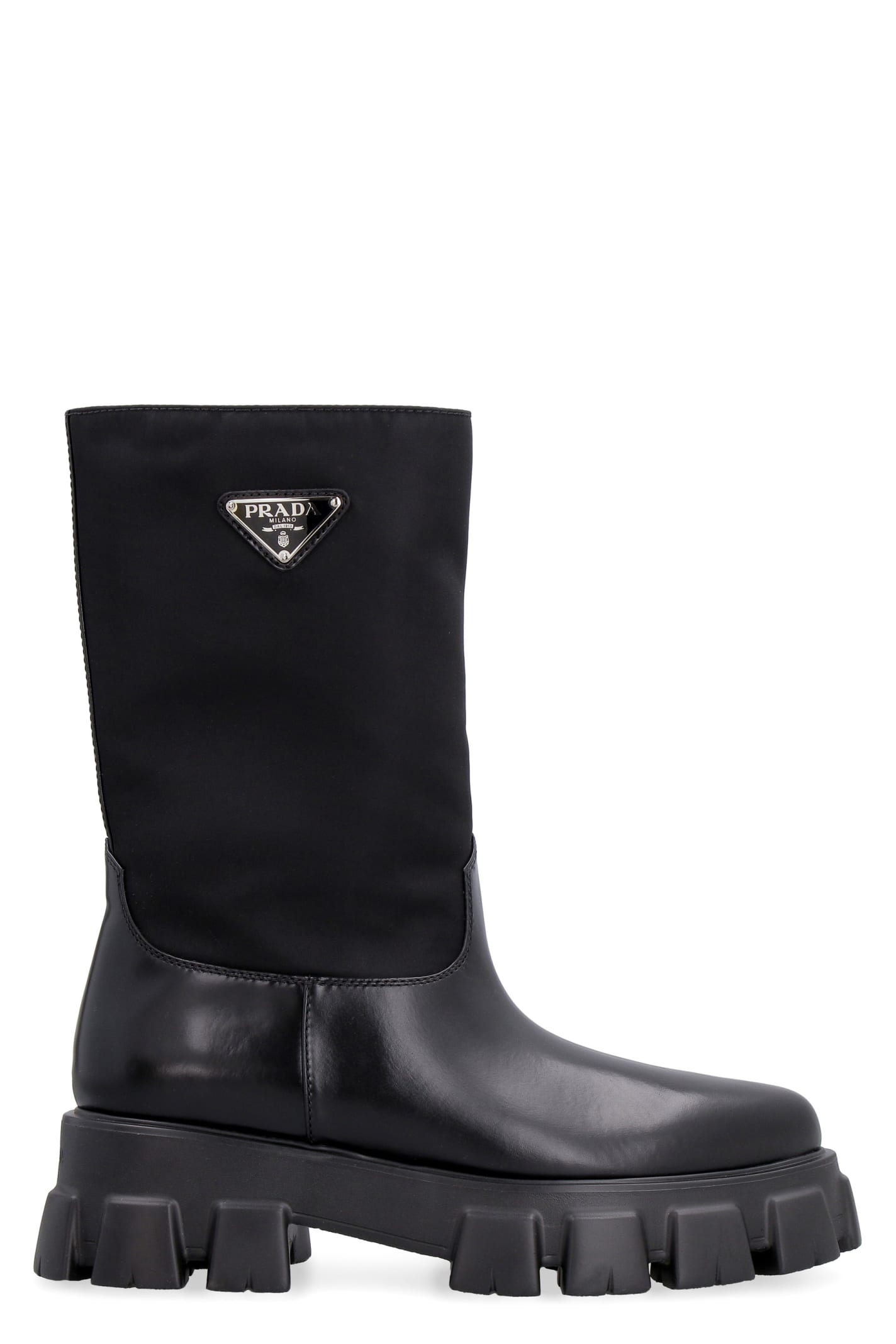 Prada Leather And Fabric Boots