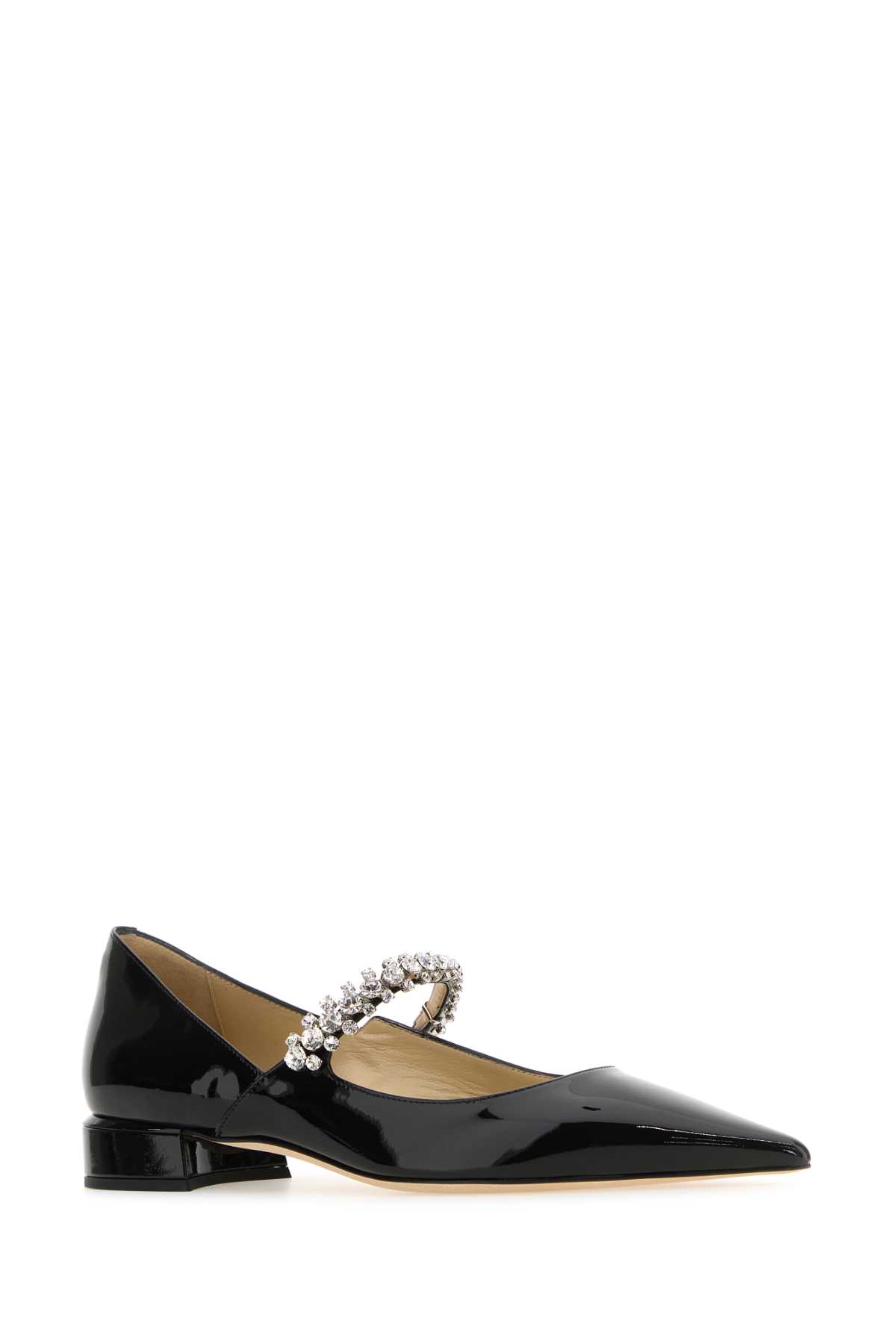 Shop Jimmy Choo Black Leather Bing Ballerinas