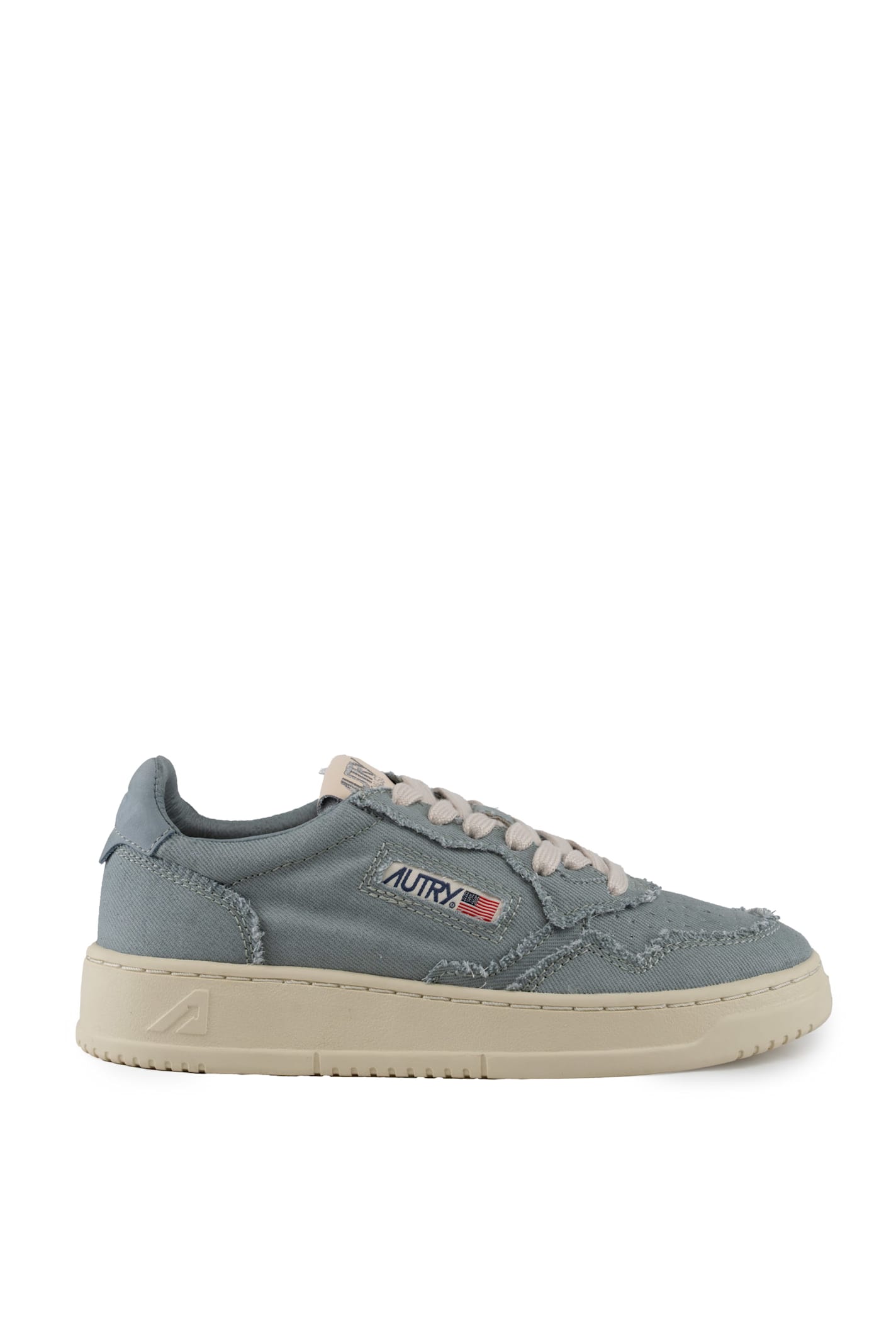 Autry Medalist Low Sneakers In Denim In Denim/denim Slvr Blue