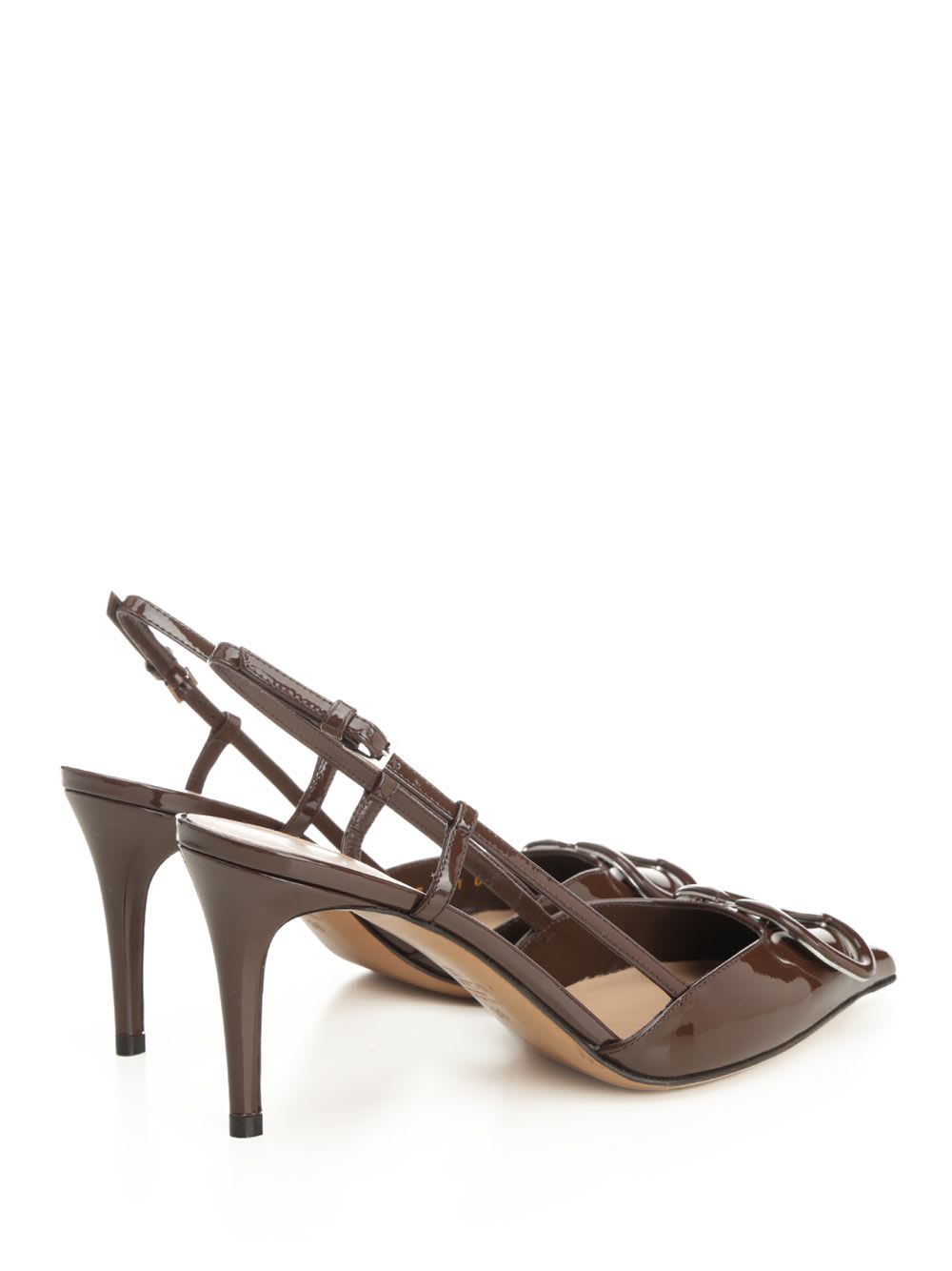 Valentino Vlogo 80 Slingback Pump In Patent Leather In Brown
