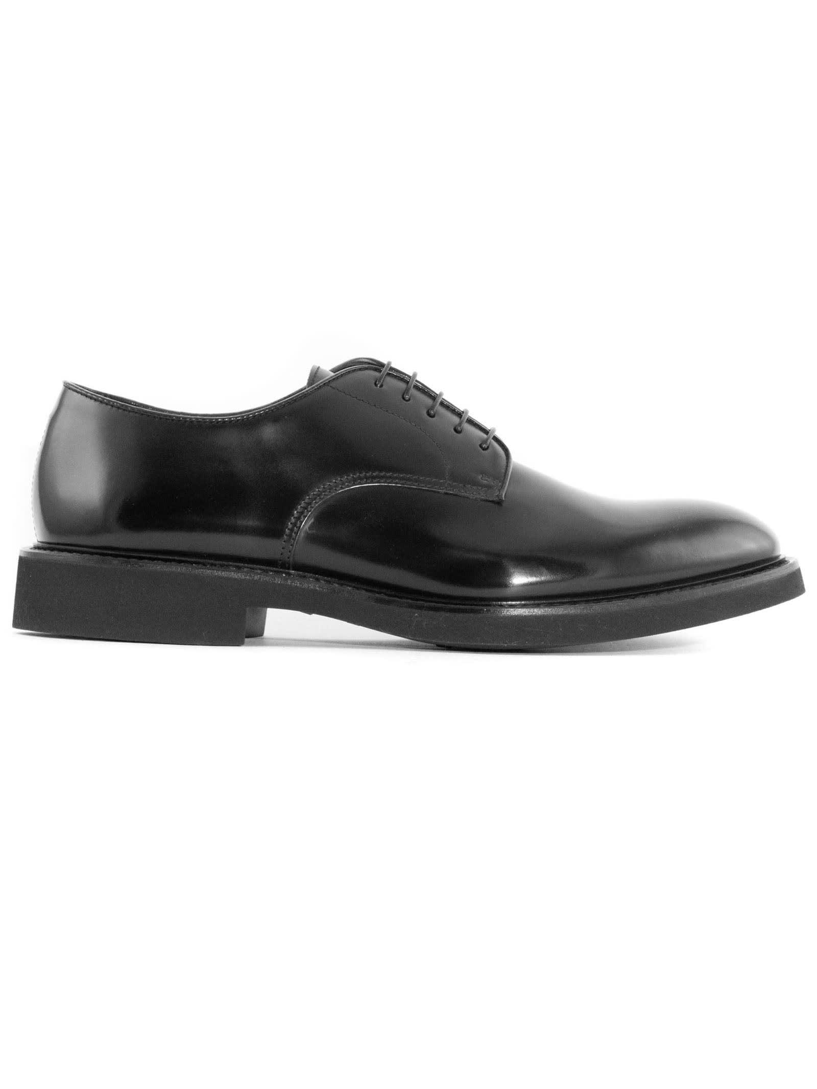 Shop Doucal's Black Leather Lace-up Derby