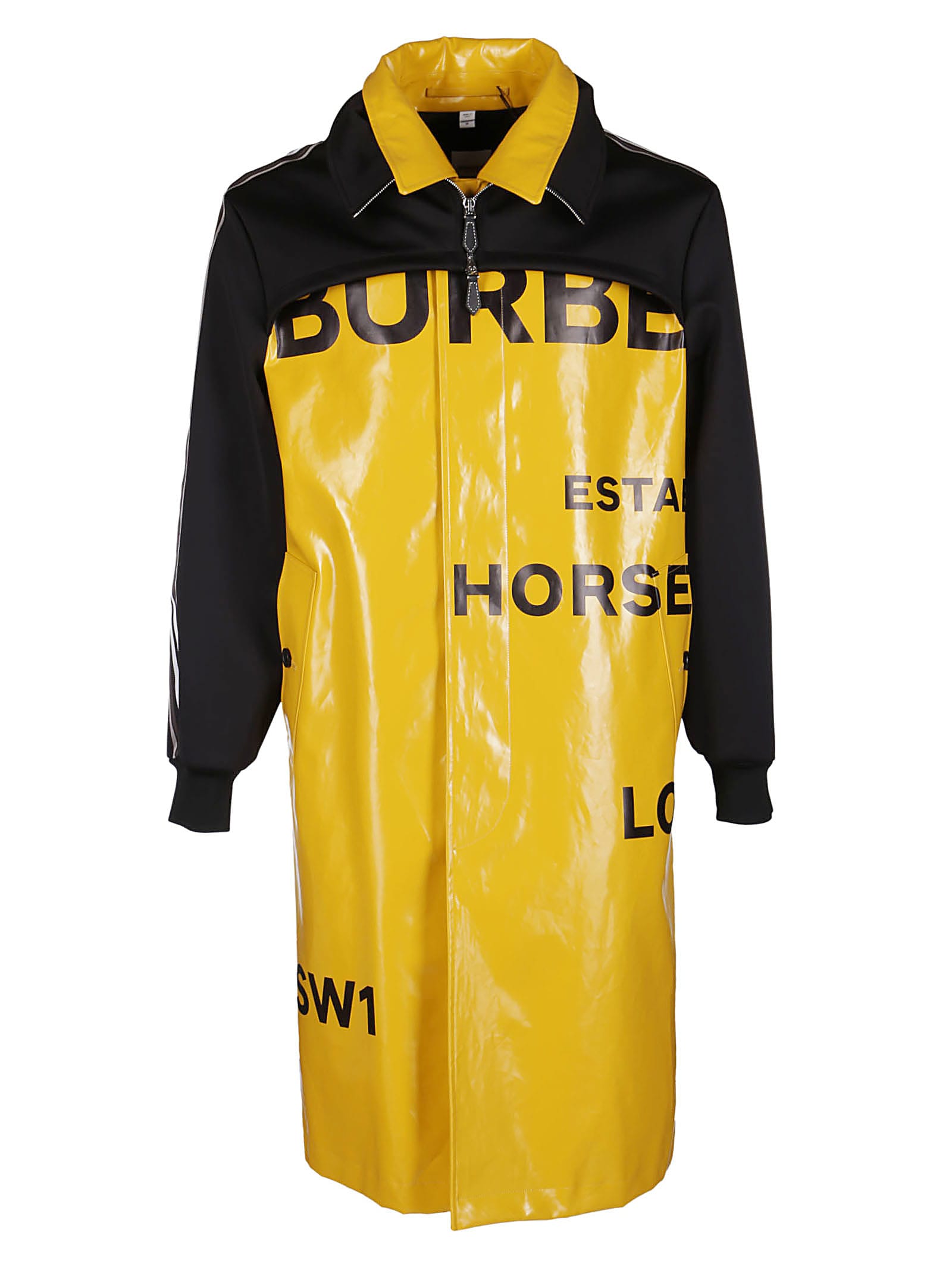 Burberry Balck And Yellow Raincoat In 