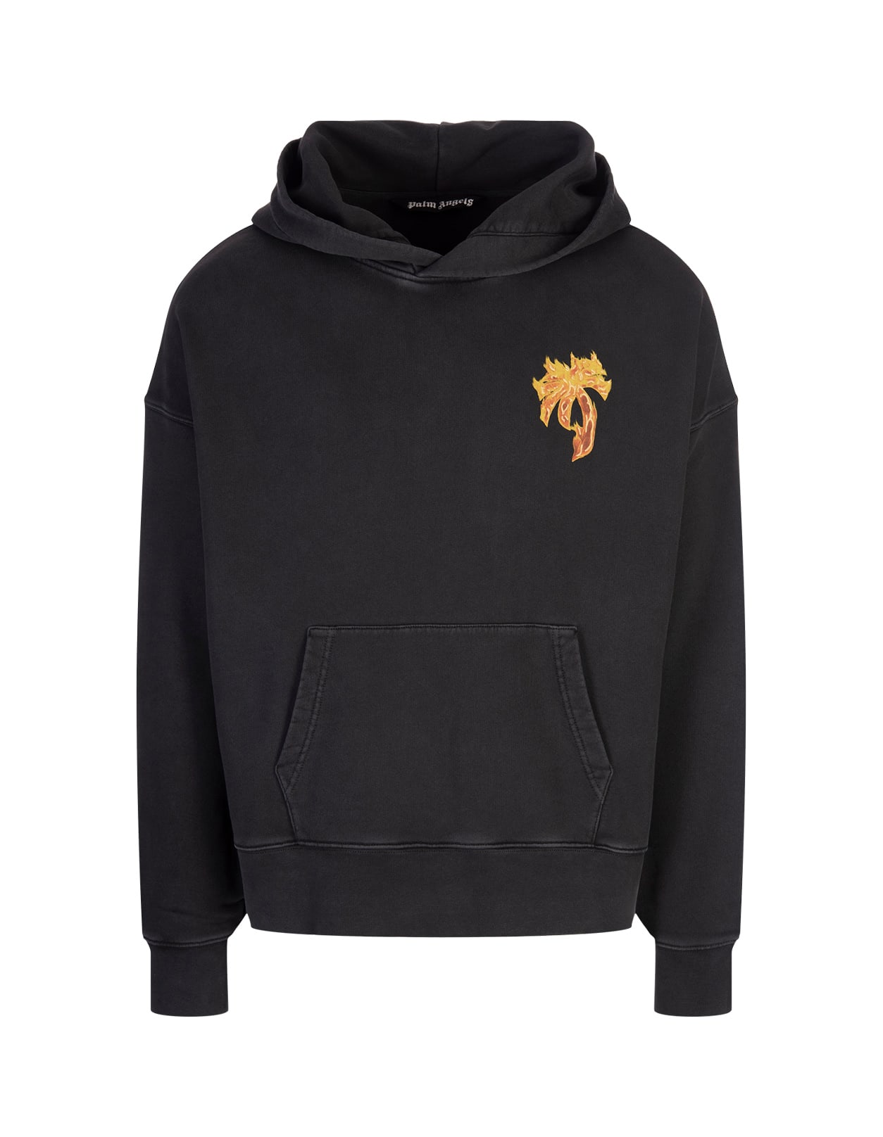 Shop Palm Angels Burning Palm Hoodie In Grey