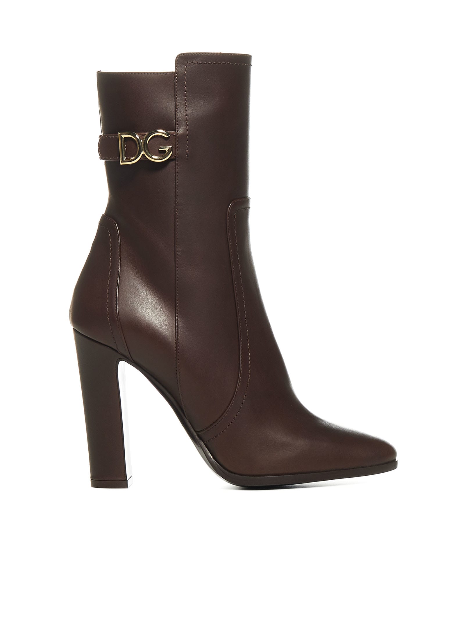 DOLCE & GABBANA LOGO LEATHER ANKLE BOOTS,CT0669 AW67380048