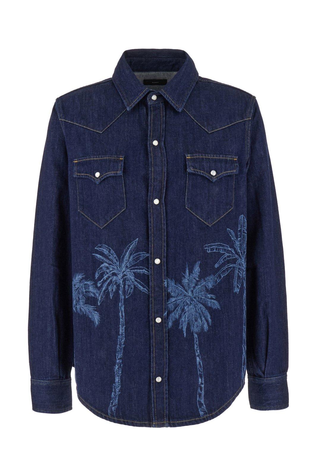 Shop Alanui Graphic Printed Buttoned Shirt In Blue