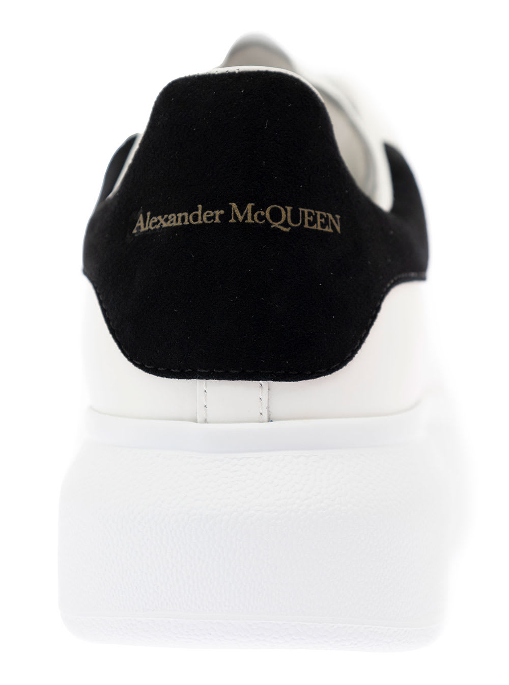 Shop Alexander Mcqueen Womans Oversize White Leather Sandals With Back Velvet Heel Tab