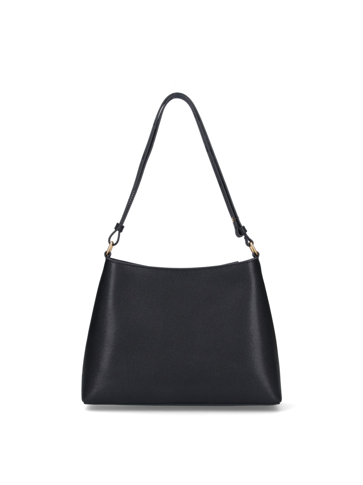 Balmain Emblem Crest Button Leather Shoulder Bag In Black