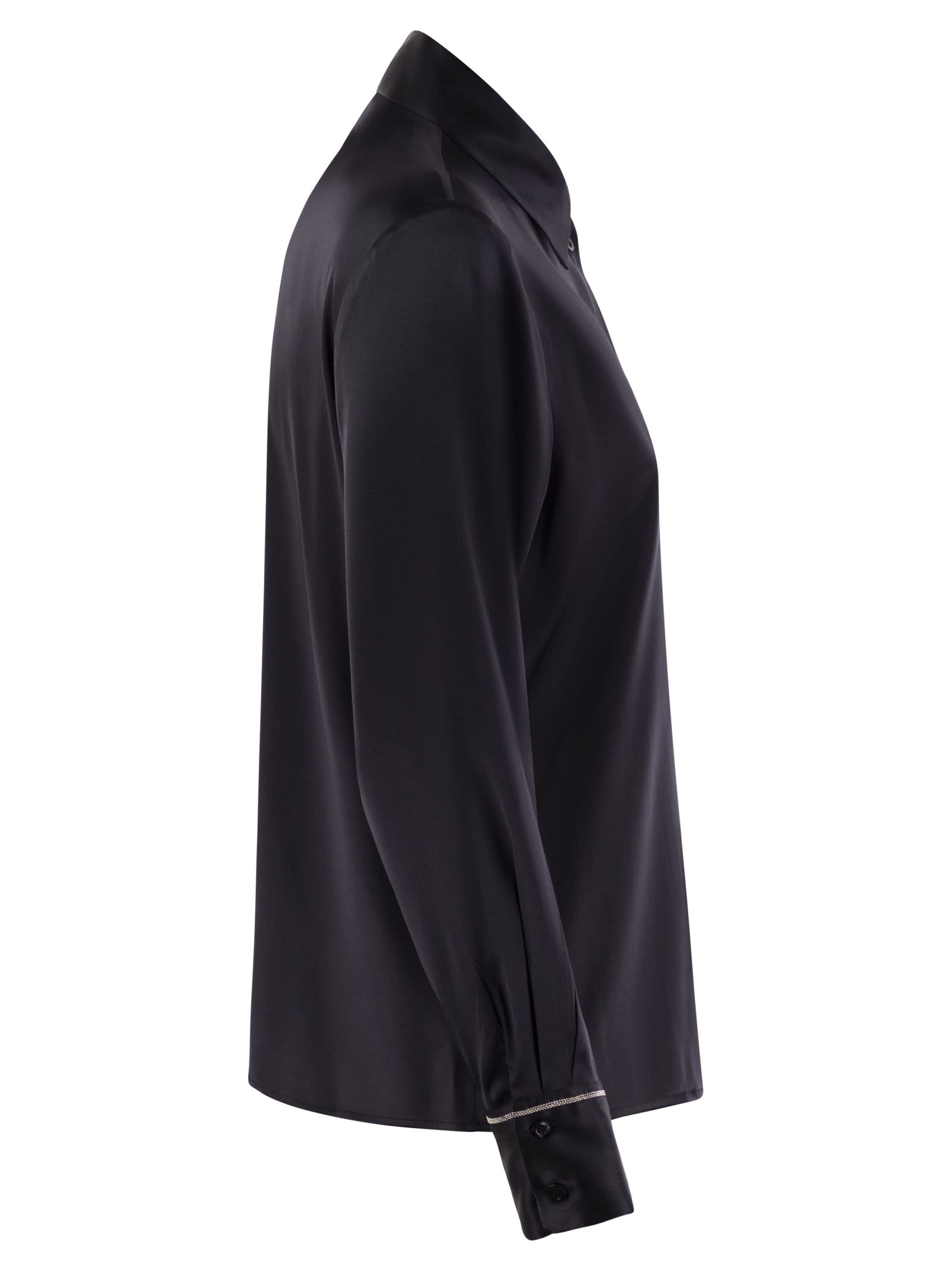 Peserico Silk Crepe Shirt In Night Blue