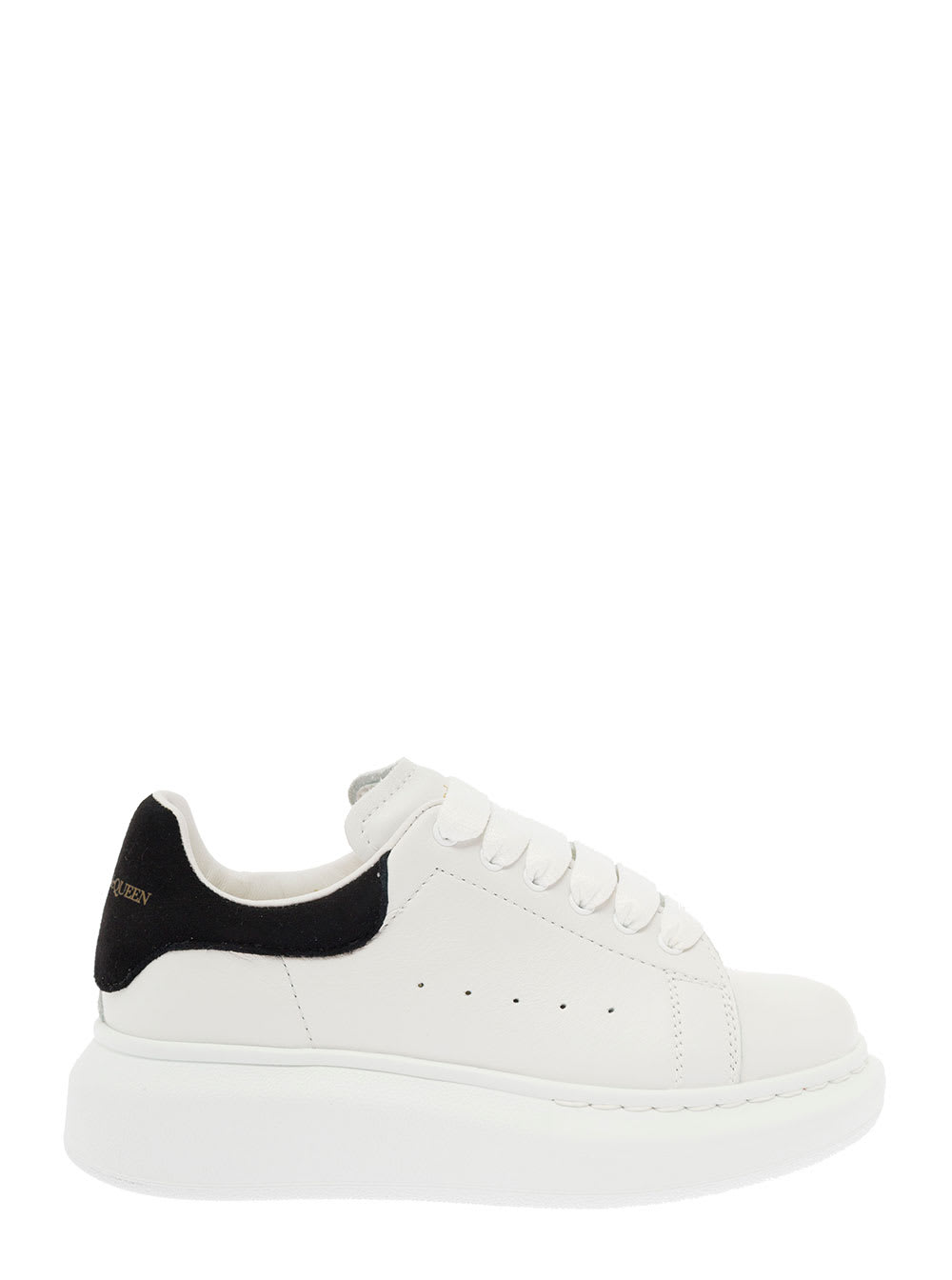 Alexander Mcqueen Kids Boys Oversize White And Black Leather Sneakers With Logo