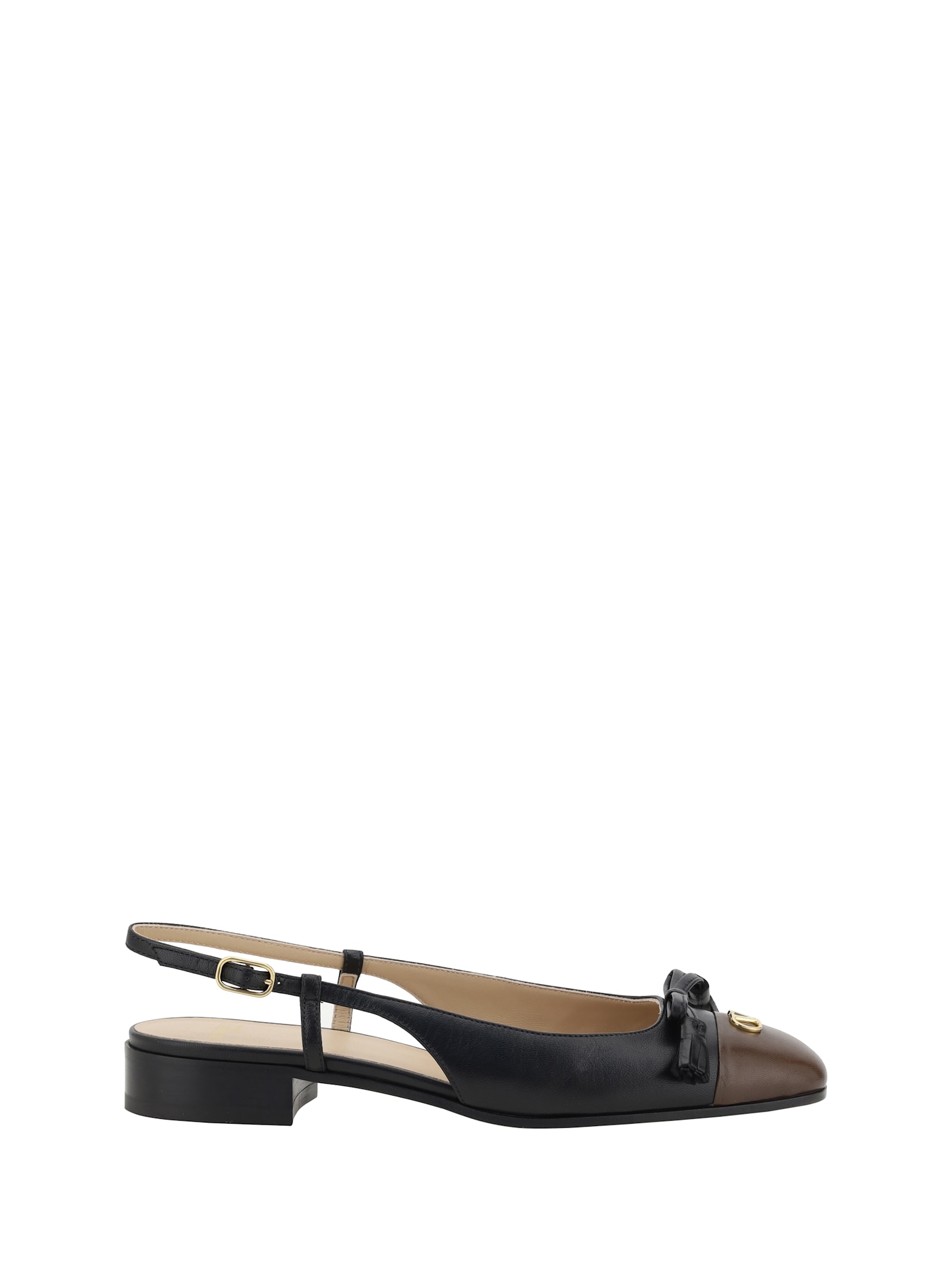 Valentino Garavani Women Two-tone Leather Valet Du Roe Ballerinas In Black
