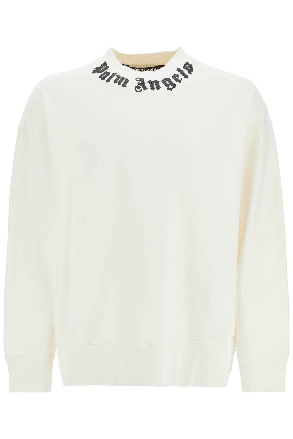 Shop Palm Angels Crewneck Sweatshirt With Logo In Off White Black (white)