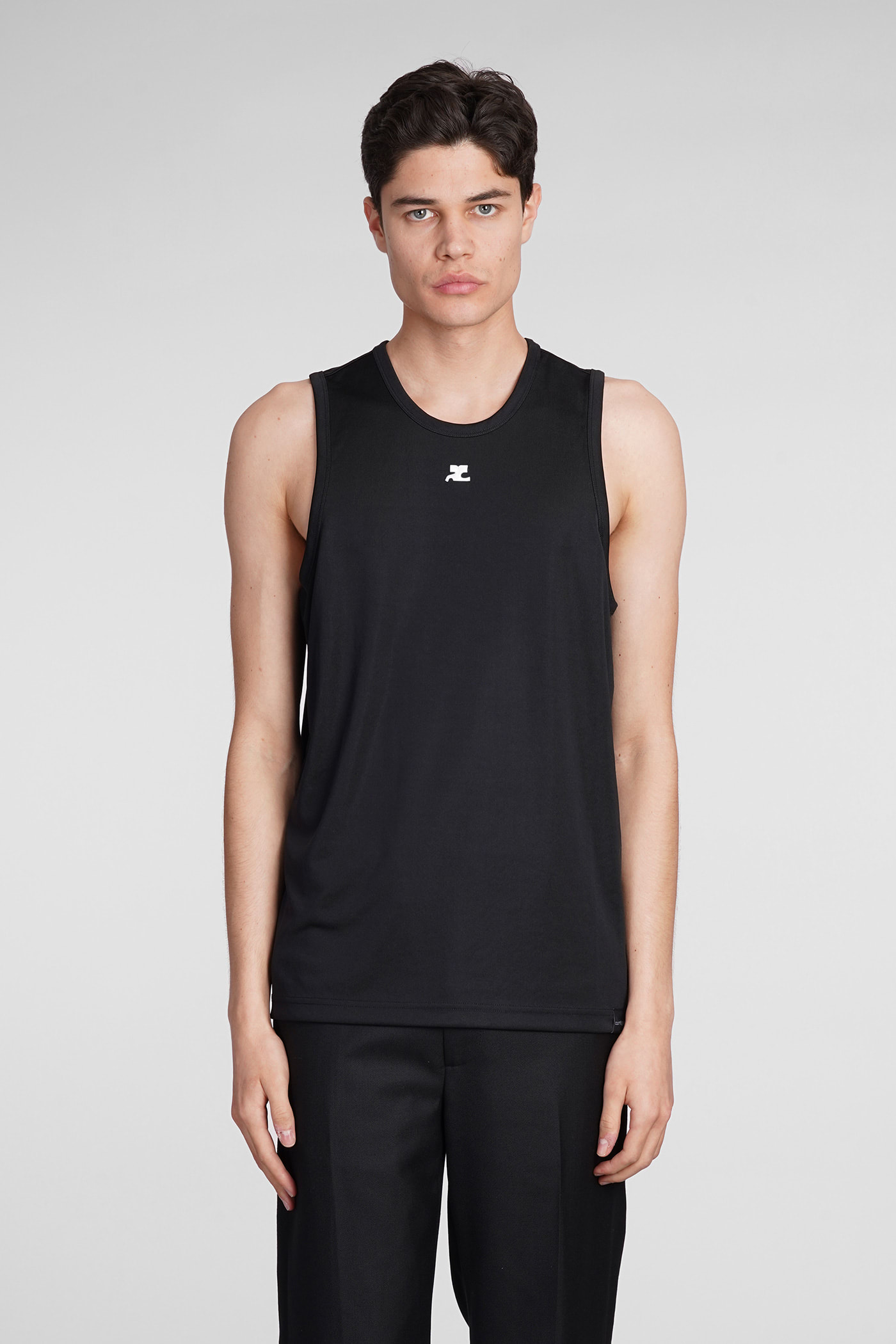 Shop Courrèges Tank Top In Black Polyester