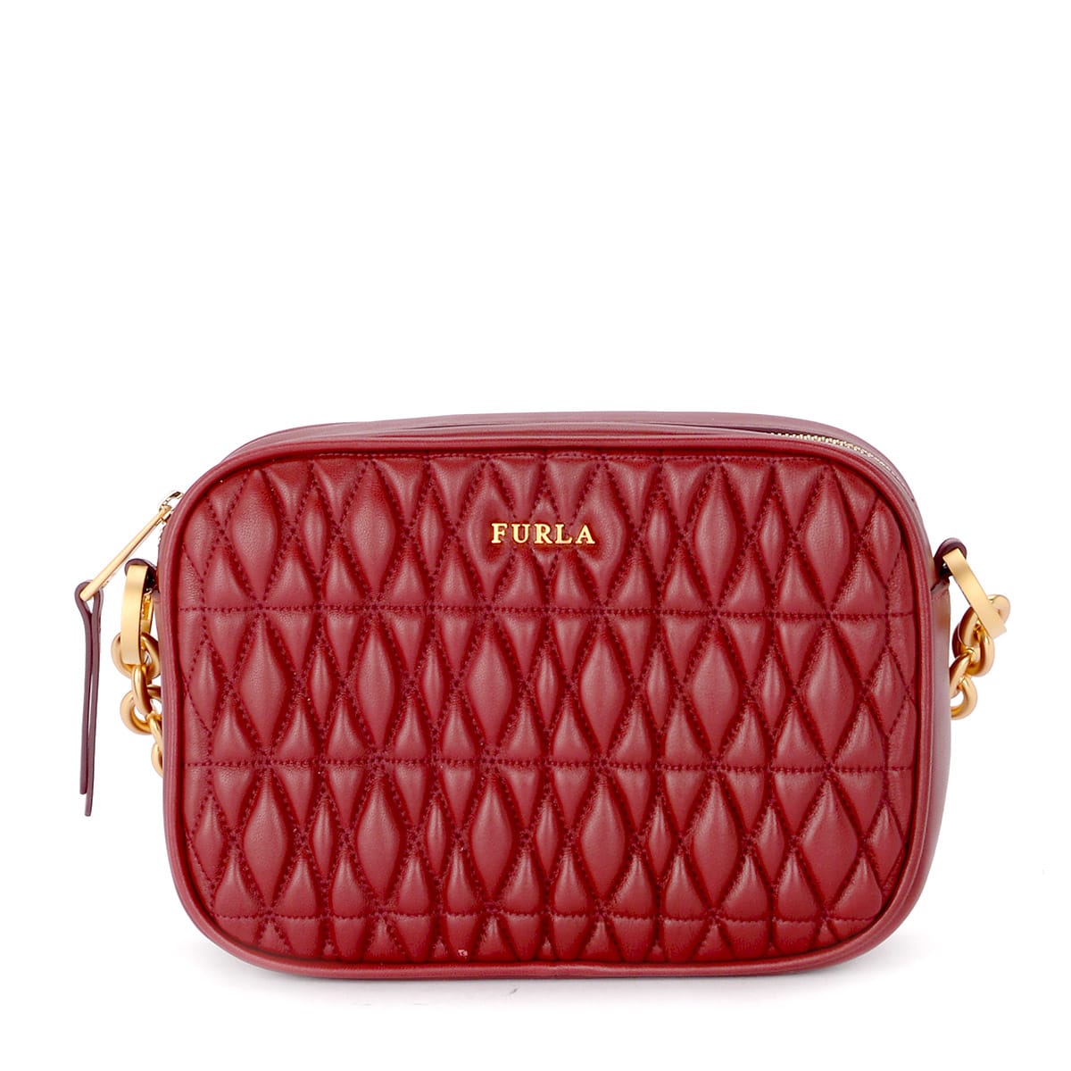 Furla Furla Cometa Red Cherry Quilted Leather Shoulder Bag With Chain ...