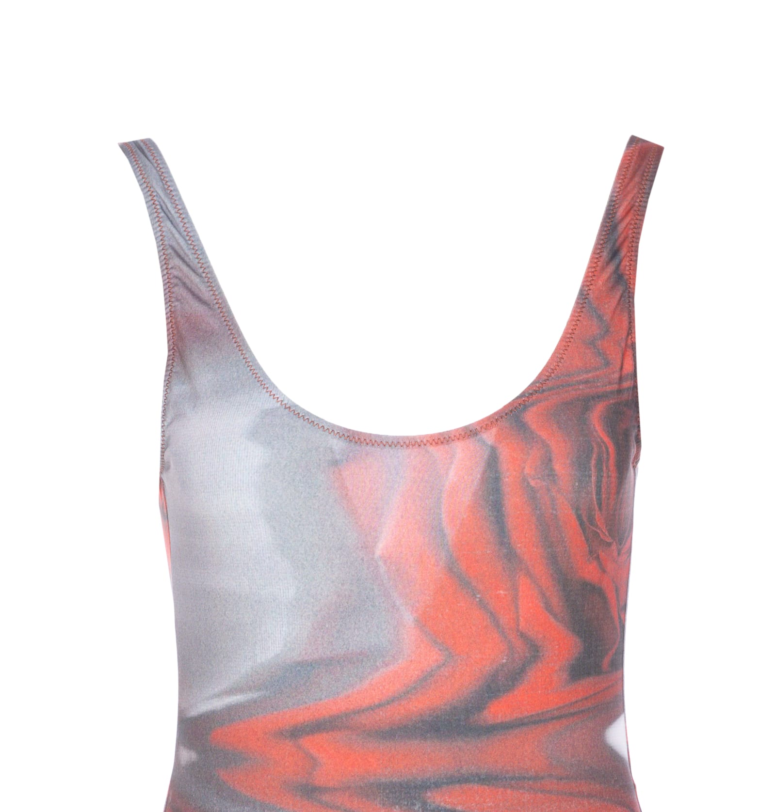 Jean Paul Gaultier Scoop Neck High-cut Open Back Swimsuit In Multi