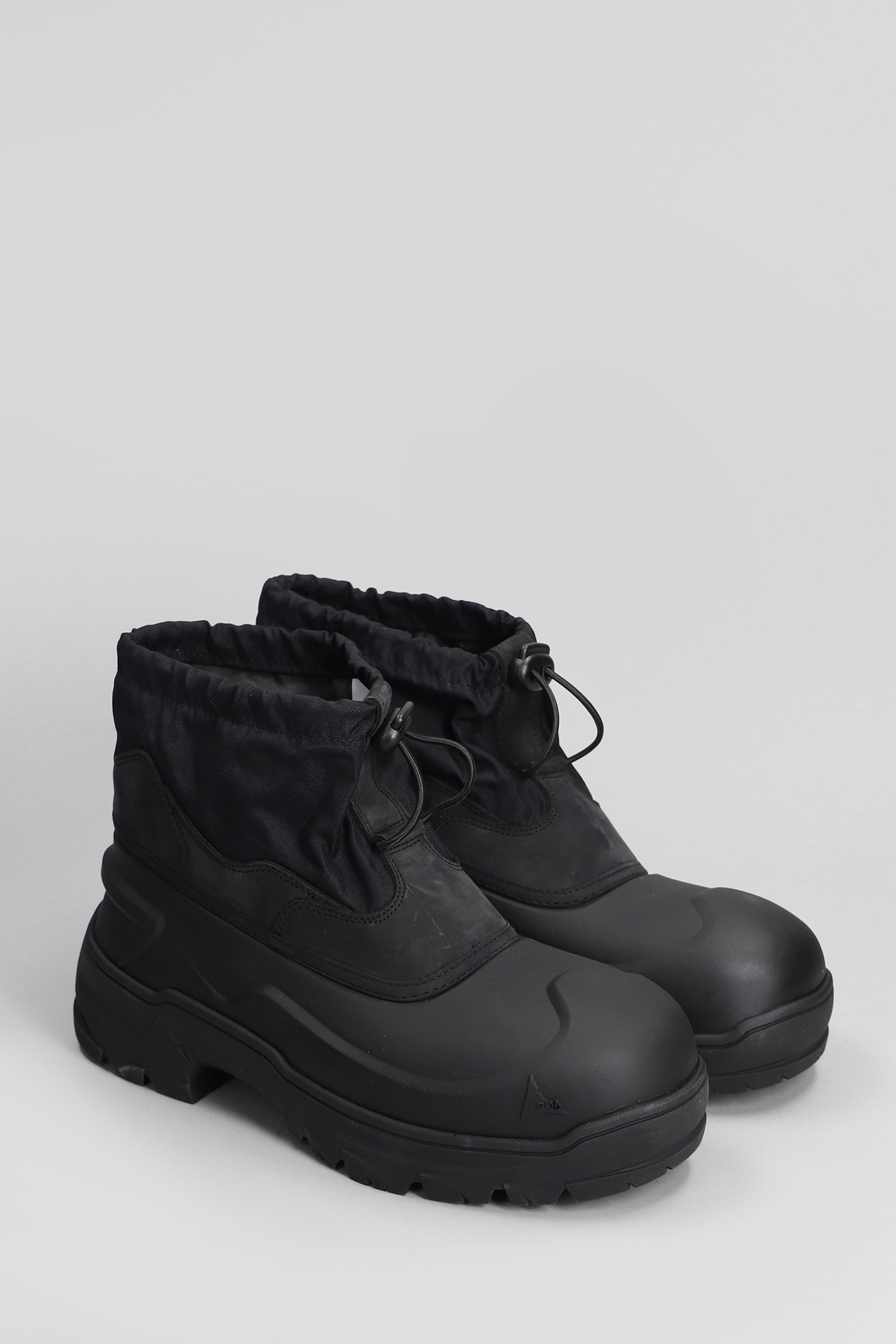 ROA LOW TOP RUBBER BOOT COMBAT BOOTS IN BLACK RUBBER/PLASIC 