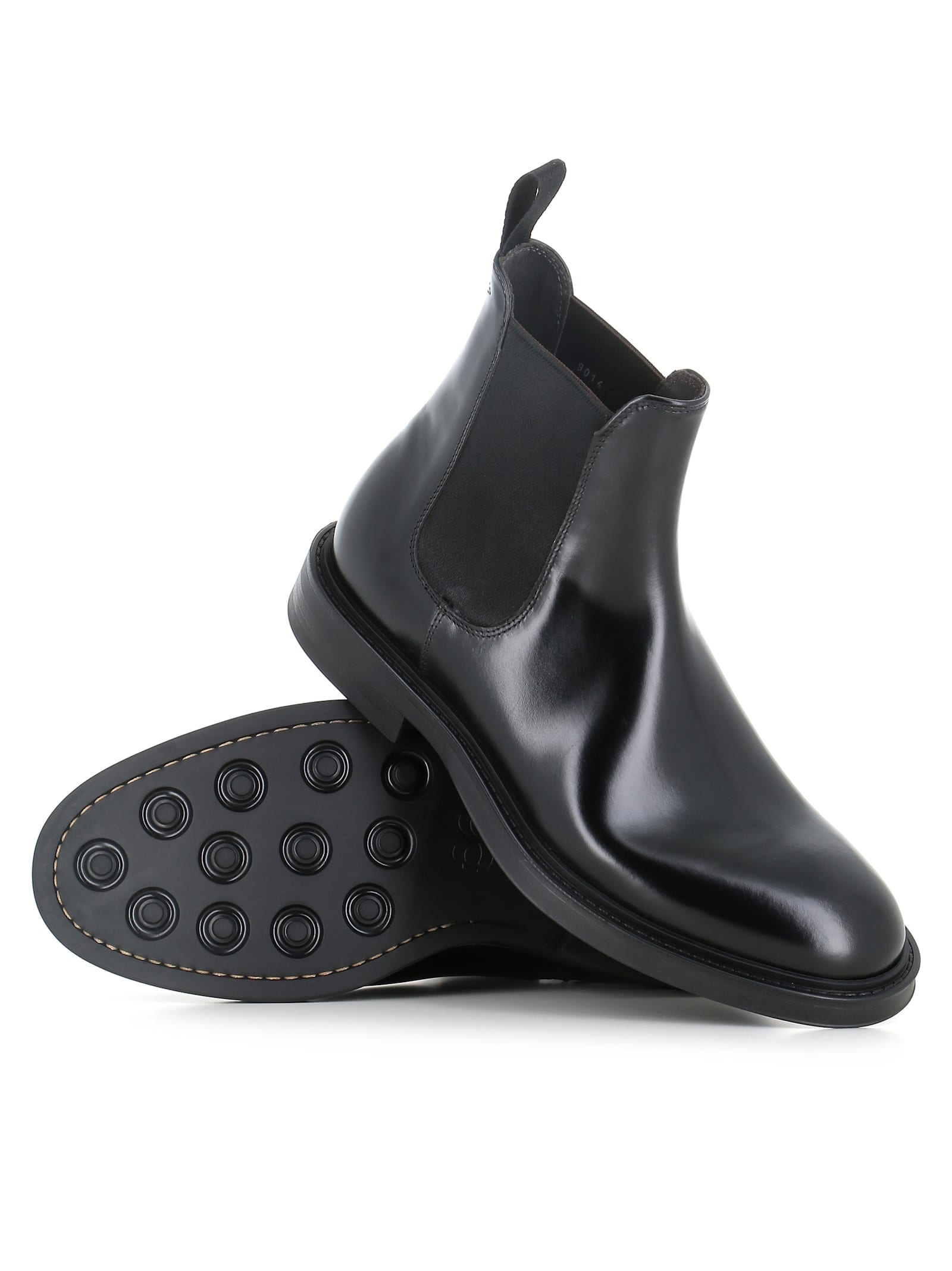 Green George Elastic-panel Leather Boots In Black