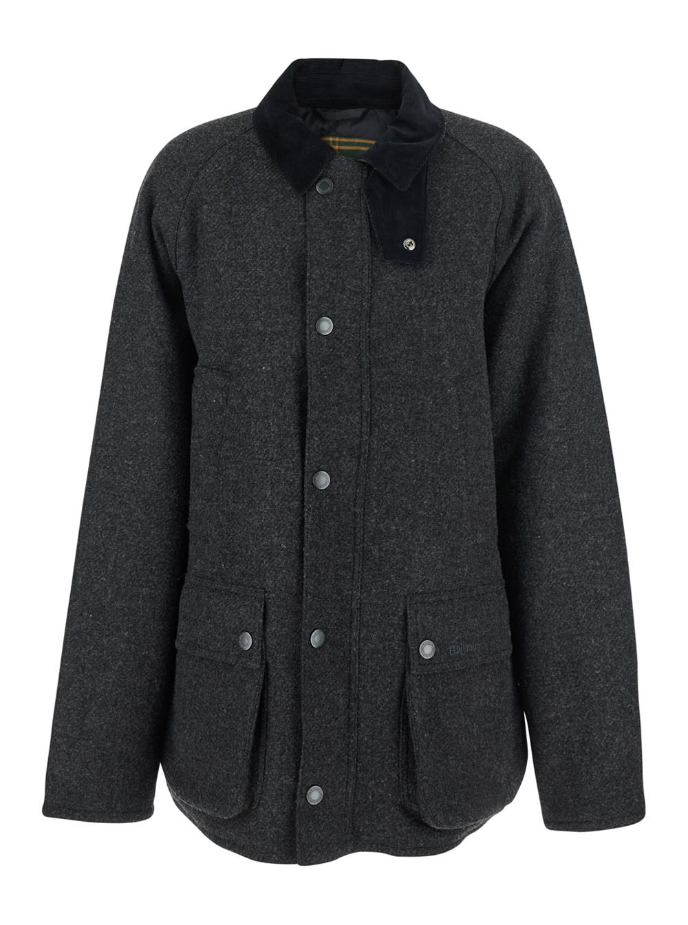 Barbour Bedale Wool Buttoned Coat In Gray