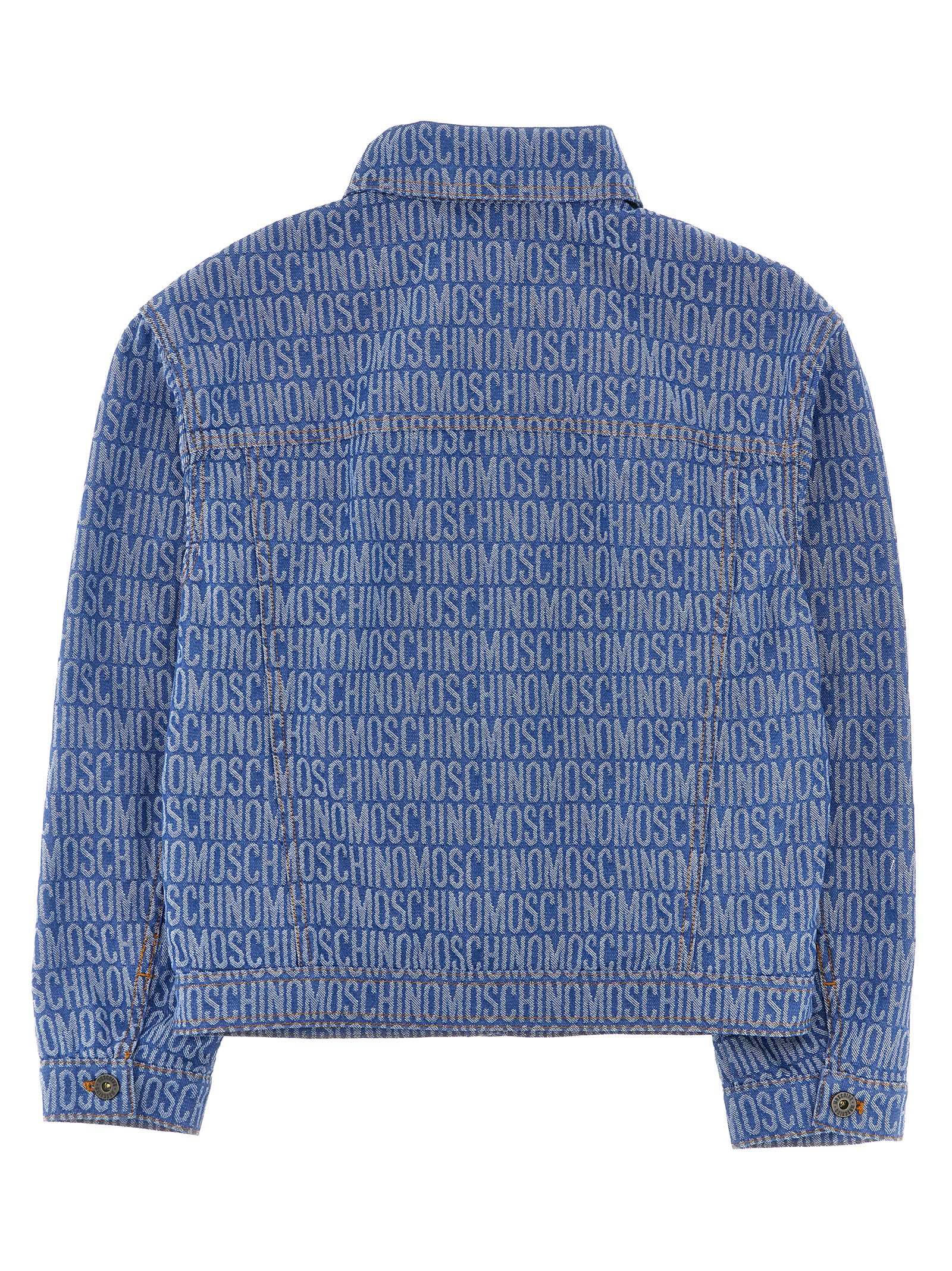 Shop Moschino Logo Denim Jacket In Blue