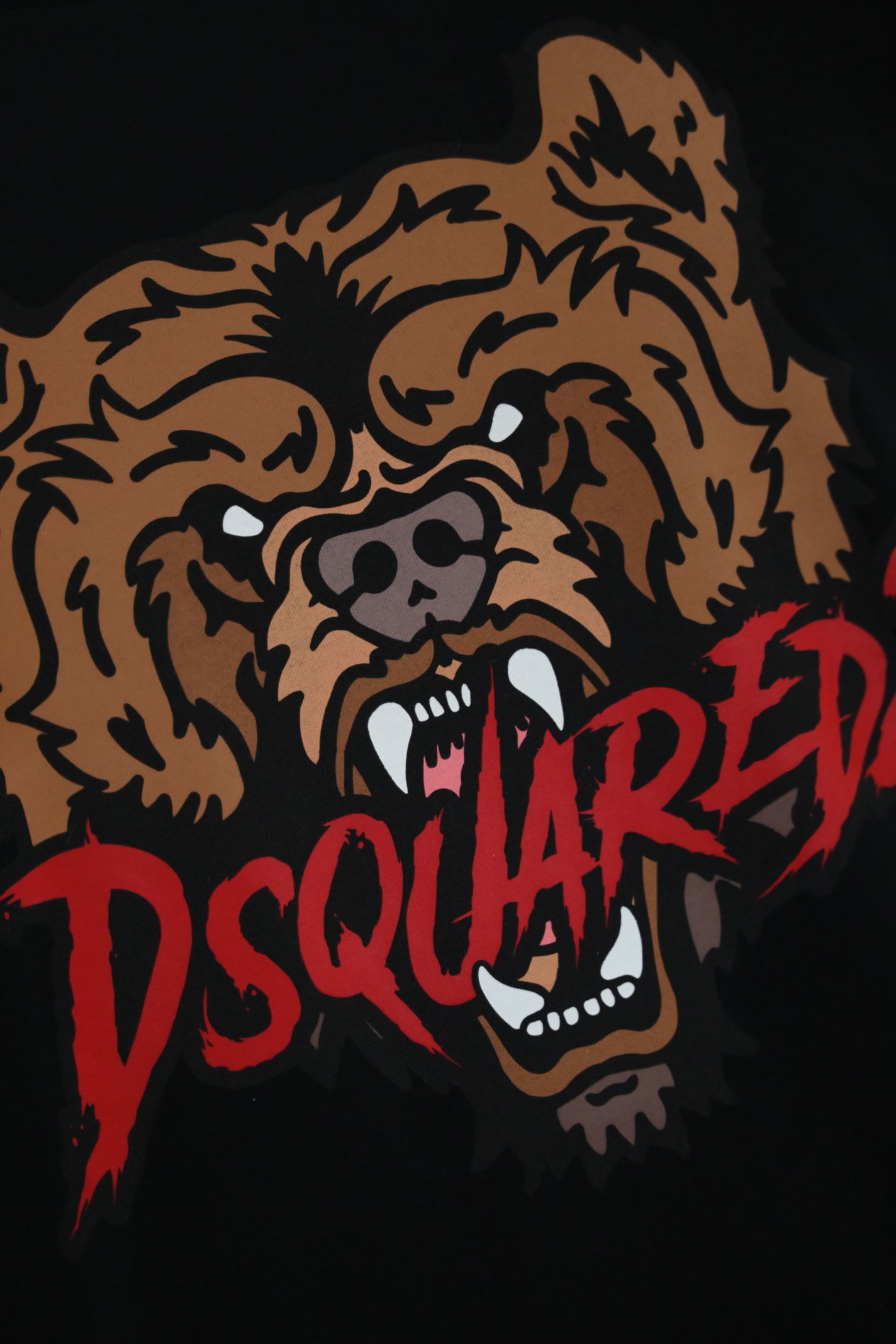 Shop Dsquared2 T-shirt With Bear Logo Print In Cotton In Black