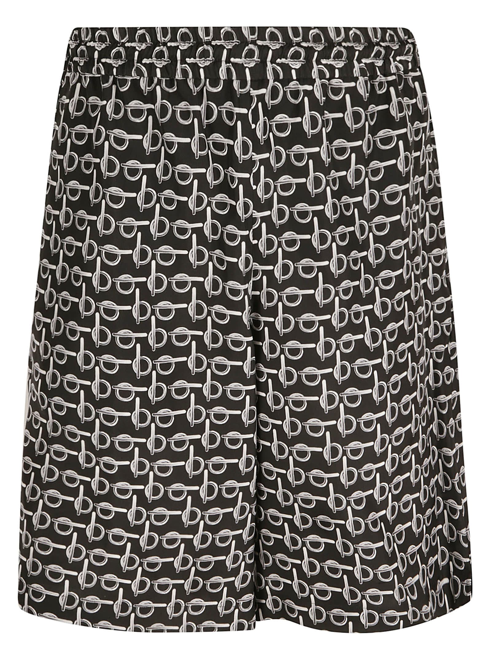Burberry All-over Pattern Printed Shorts In Silver/black