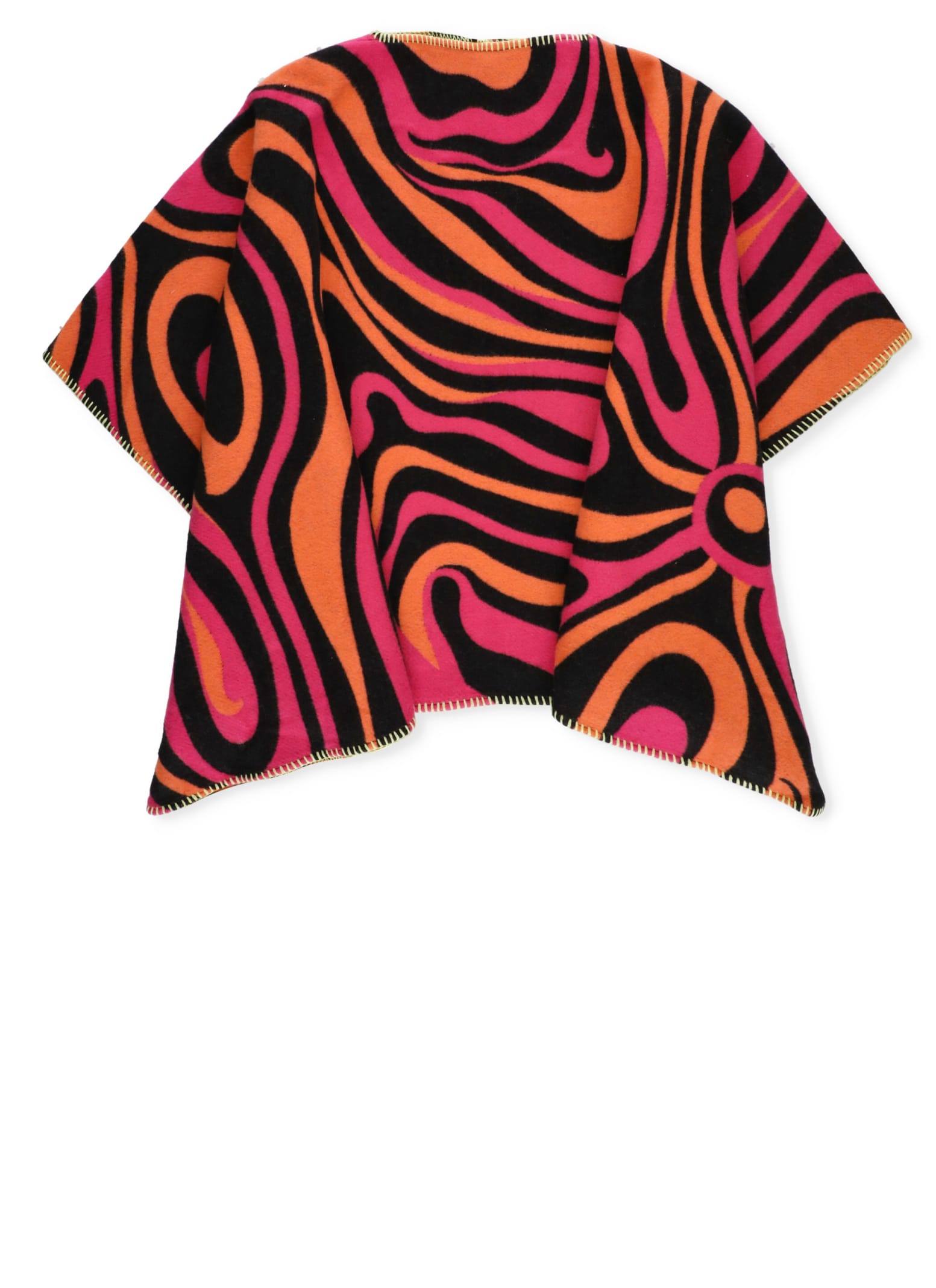 Pucci Kids' Cotton And Wool Cape In Multicolour