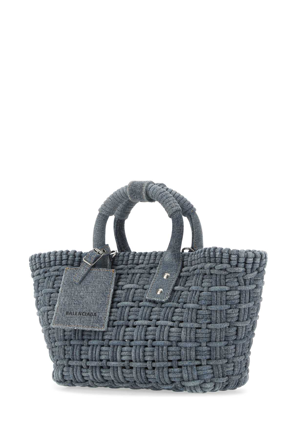 Shop Balenciaga Denim Bistro Xs Handbag In 4760