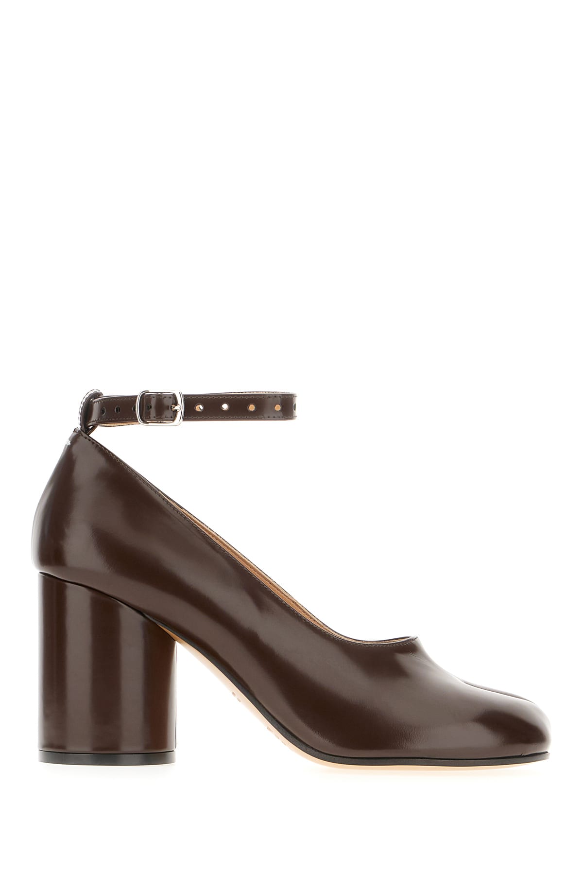 Maison Margiela Chocolate Leather Tabi Pumps In Tmoro