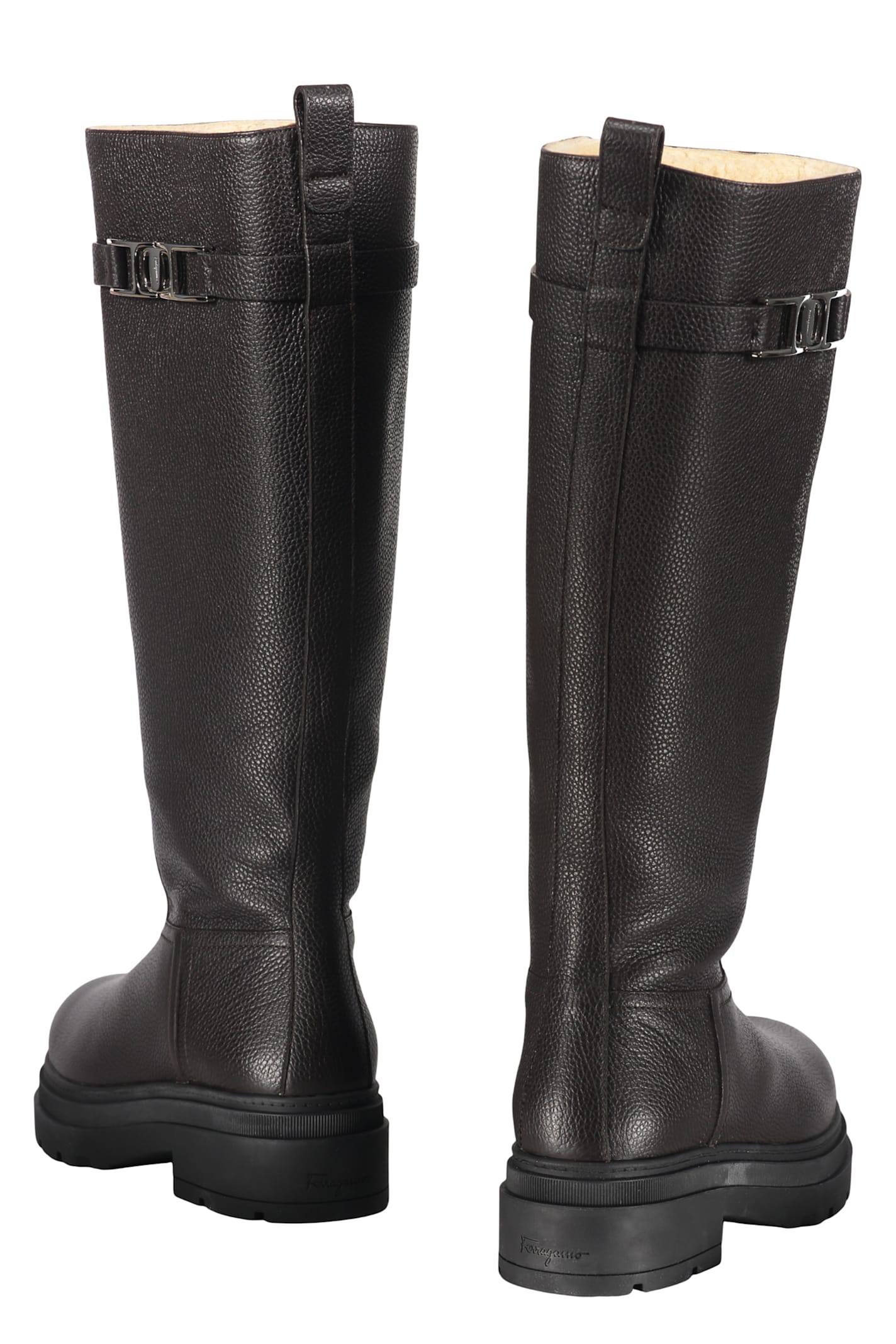 Ferragamo Woman Boot Black Size 7.5 Leather In Black