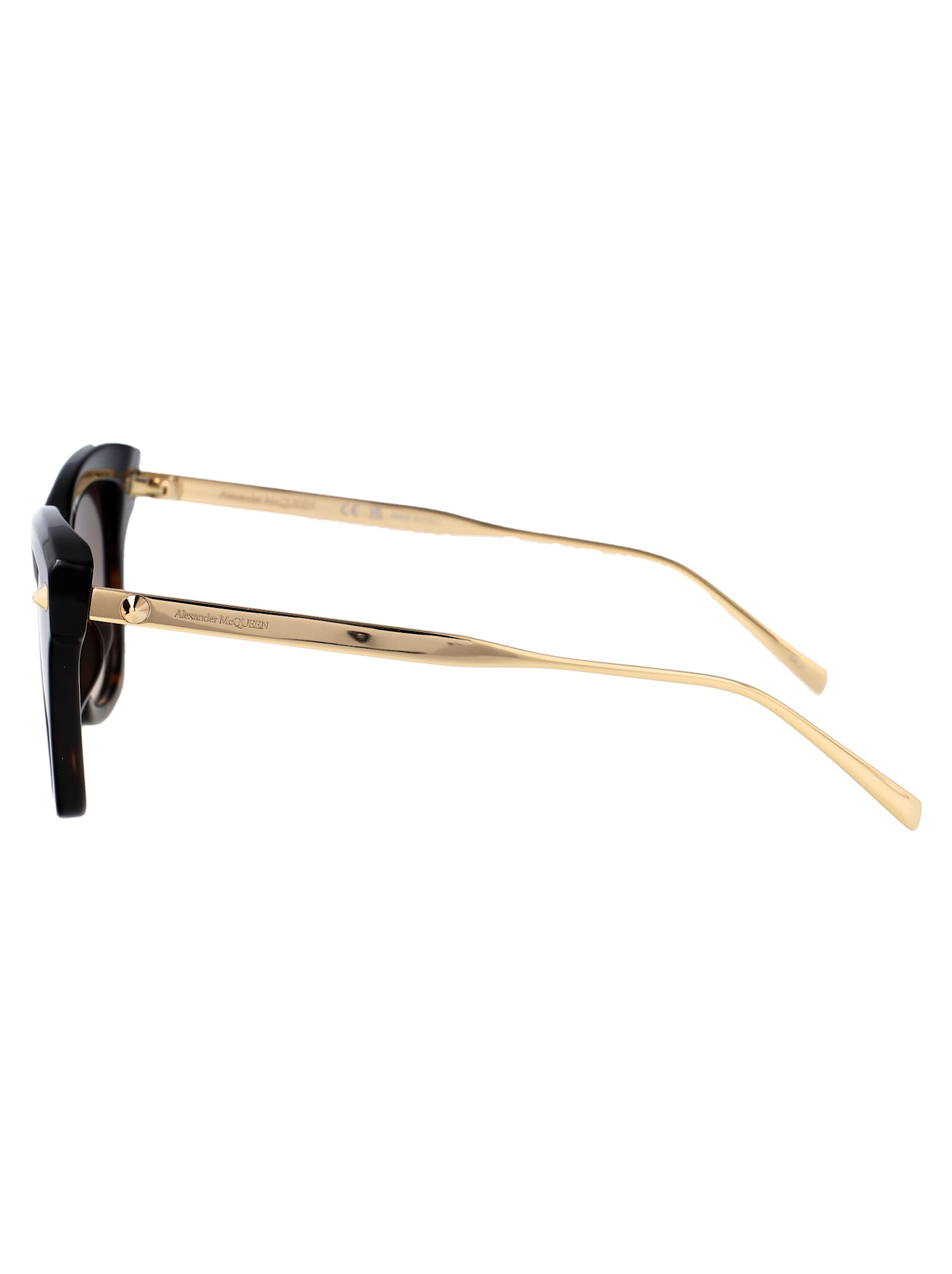 Alexander Mcqueen Alexander Mc Queen Cat Eye Sunglasses Am0483 S 002 In Havana-gold-brown