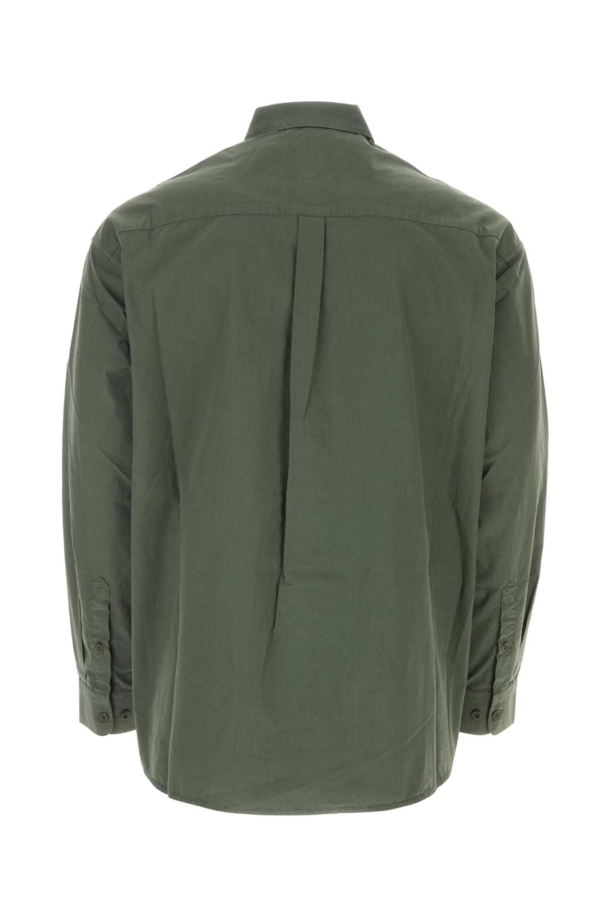 Shop Emporio Armani Olive Green Poplin Shirt In 05c1