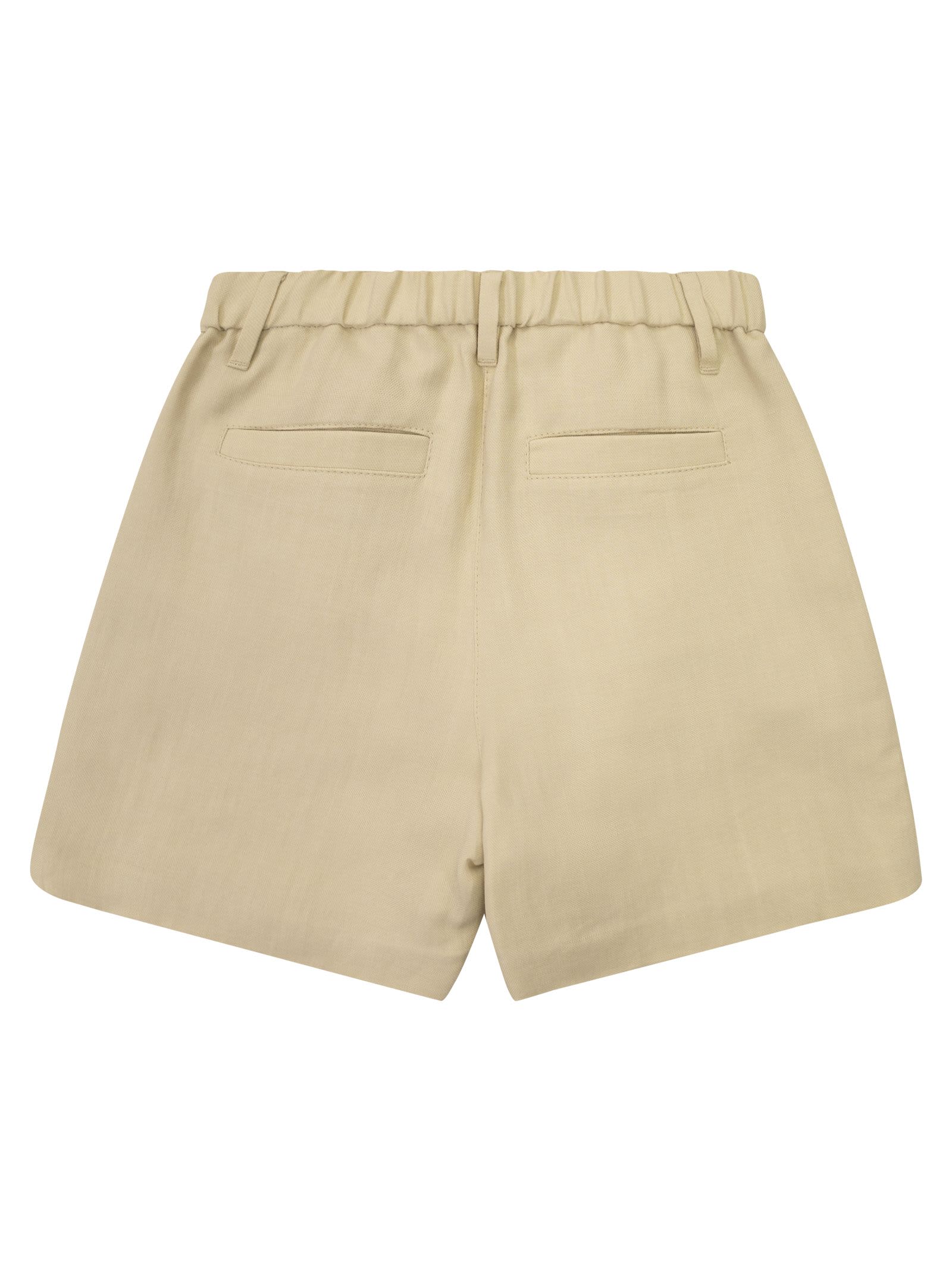 Shop Brunello Cucinelli Viscose And Linen Shorts With Necklace In Butter