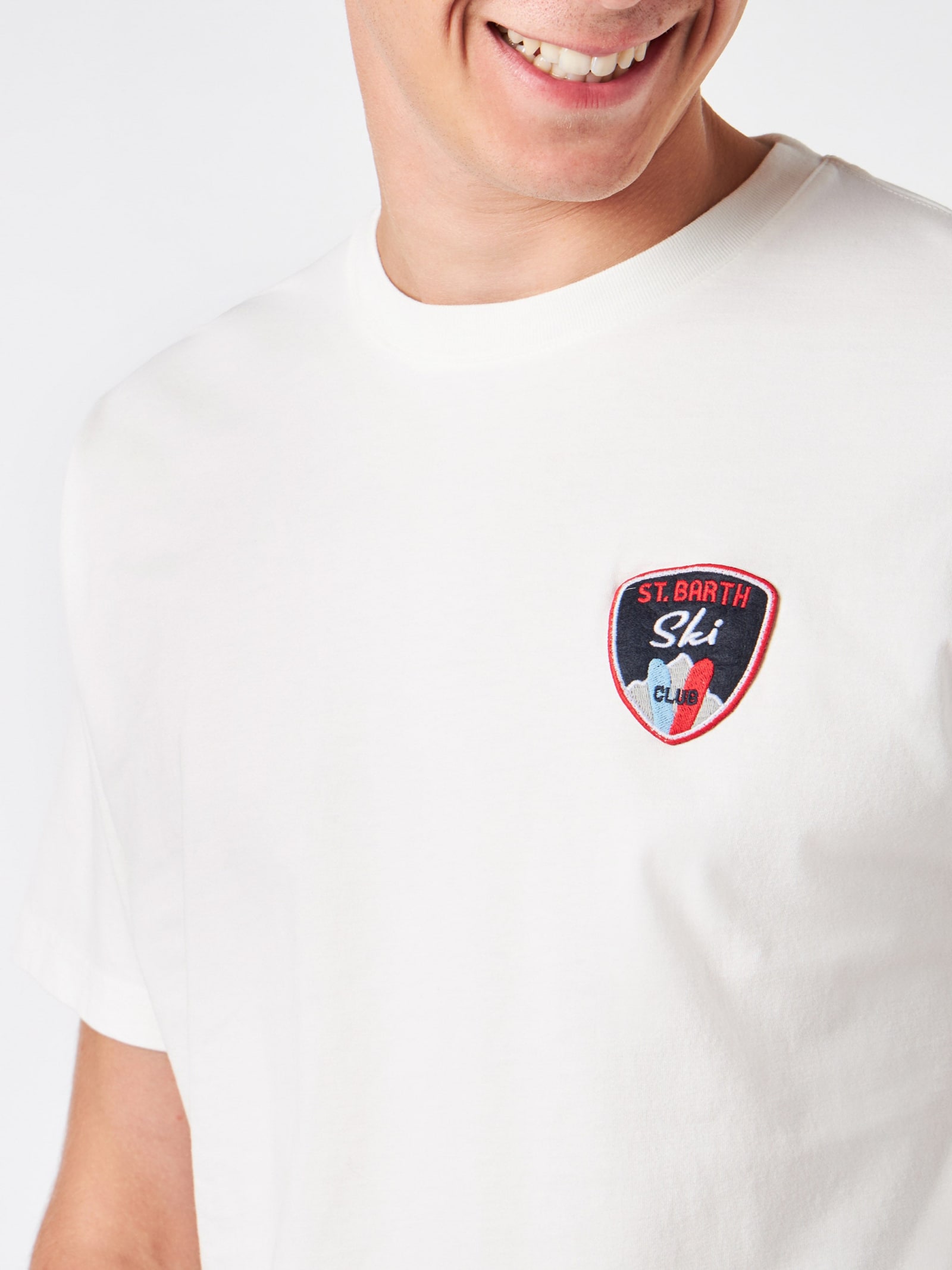 MC2 SAINT BARTH MAN HEAVY COTTON T-SHIRT WITH ST. BARTH SKI PATCH
