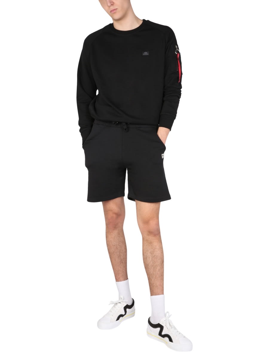 Shop Alpha Industries Bermuda With Logo Embroidery In Black